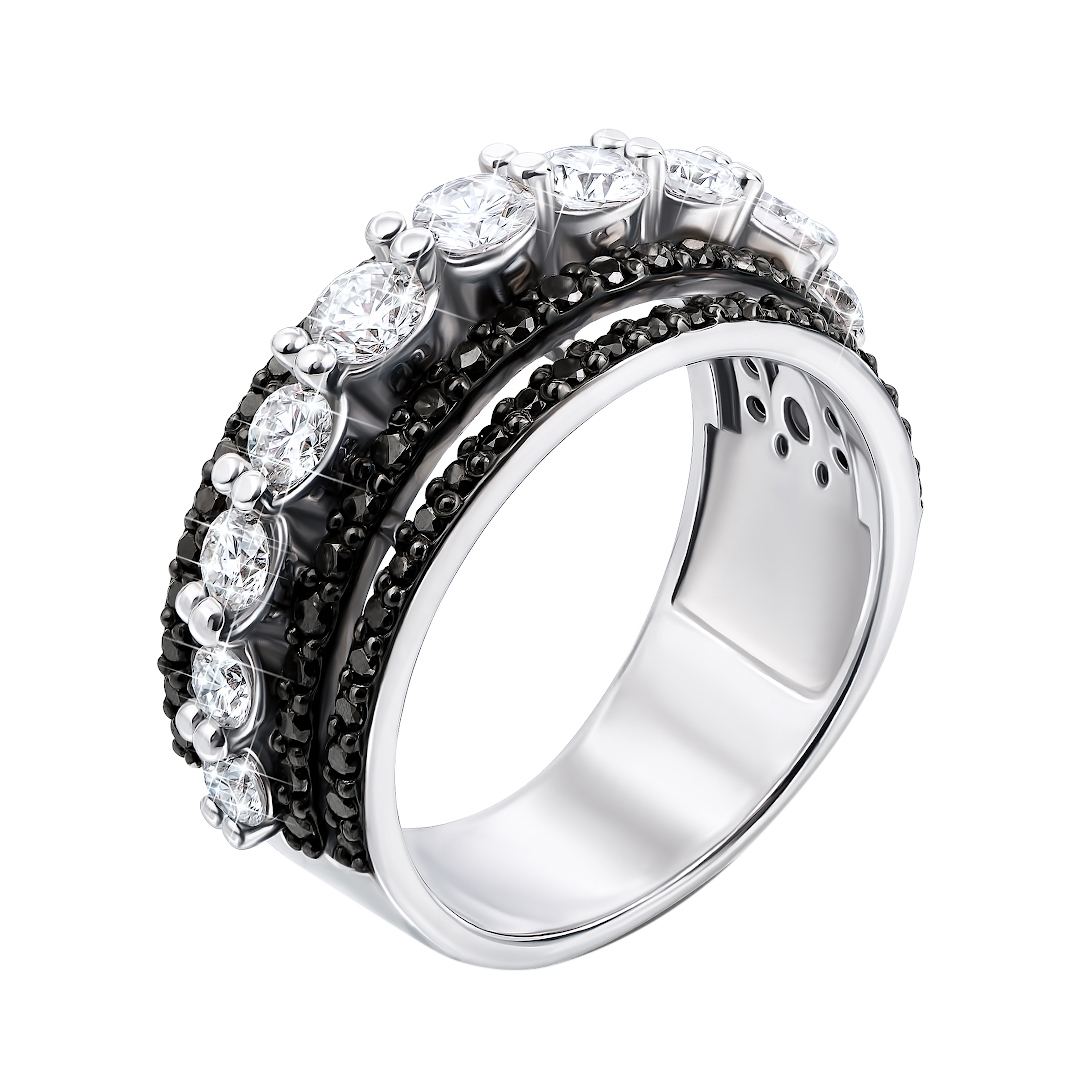 

Золотое кольцо с фианитами и черным родием 000123256 16.5 размера