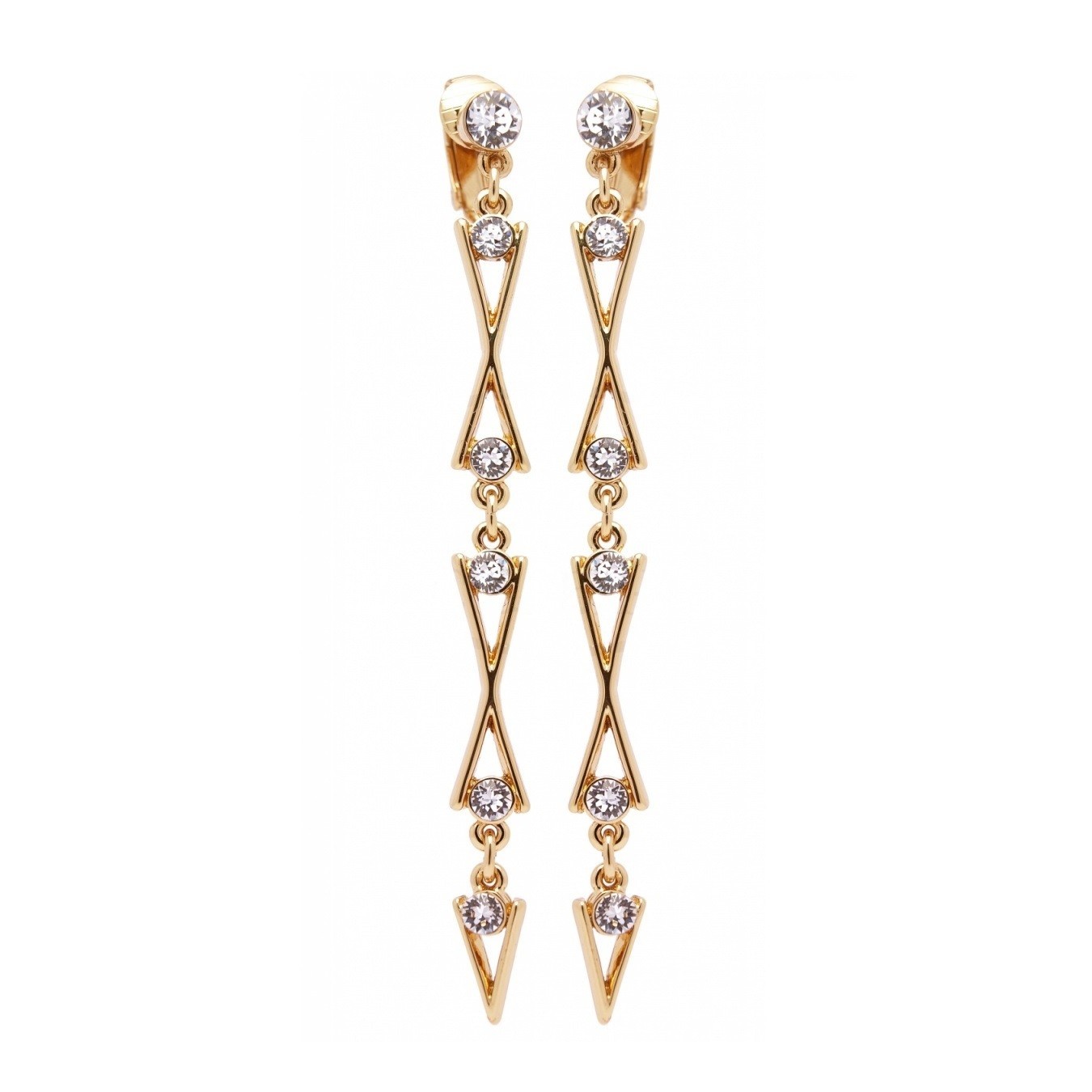 

Клипсы Colibra длинные в золотом покрытии 24 карата с кристаллами Swarovski E8154Au