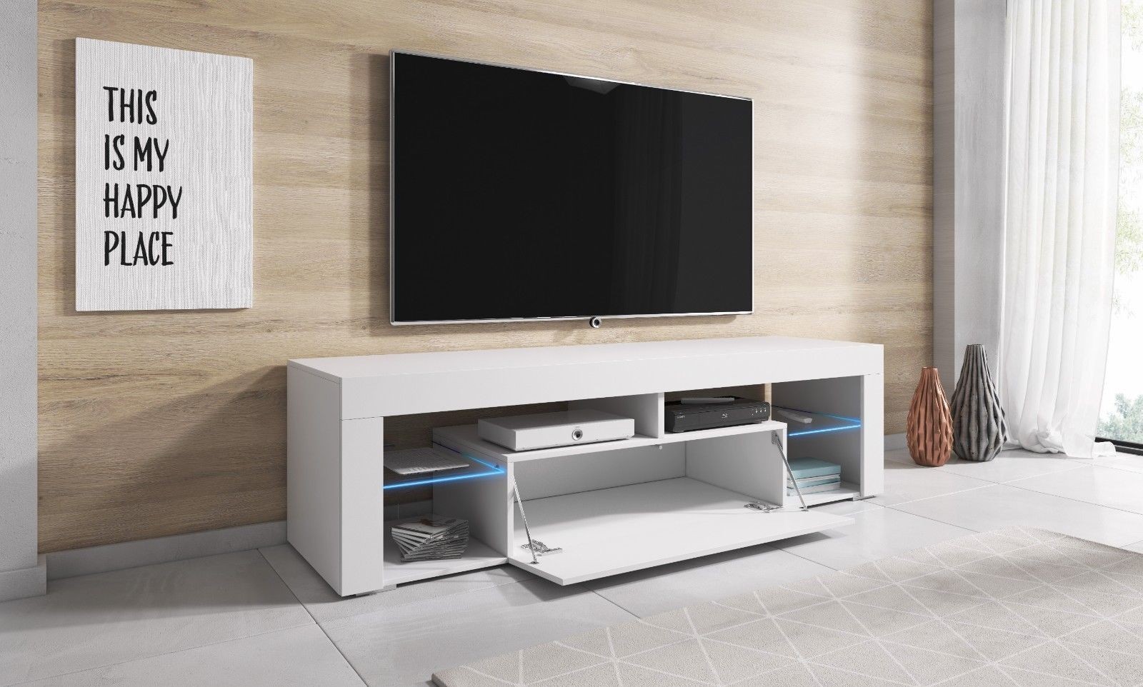 

Тумба под телевизор TVshka Hugo 160 160.2x32x50.5 см белый/белый глянец