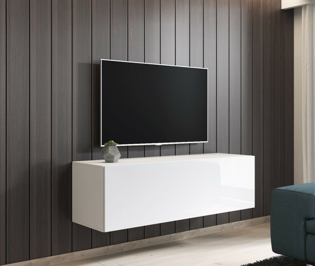 

Тумба под телевизор TVshka Vivo 120 LED 120x40x38 см белый/белый глянец