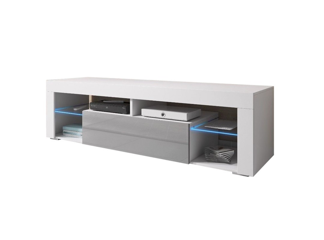 

Тумба под телевизор TVshka Hugo 200 200x32x50.5 см белый/серый жемчуг глянец