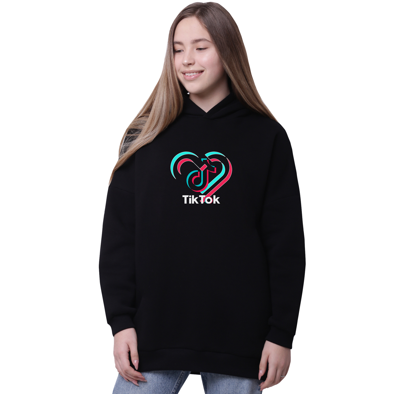 

Худи для девочек удлиненный ТикТок (TikTok) Черный (35962-1942-5) 158 см