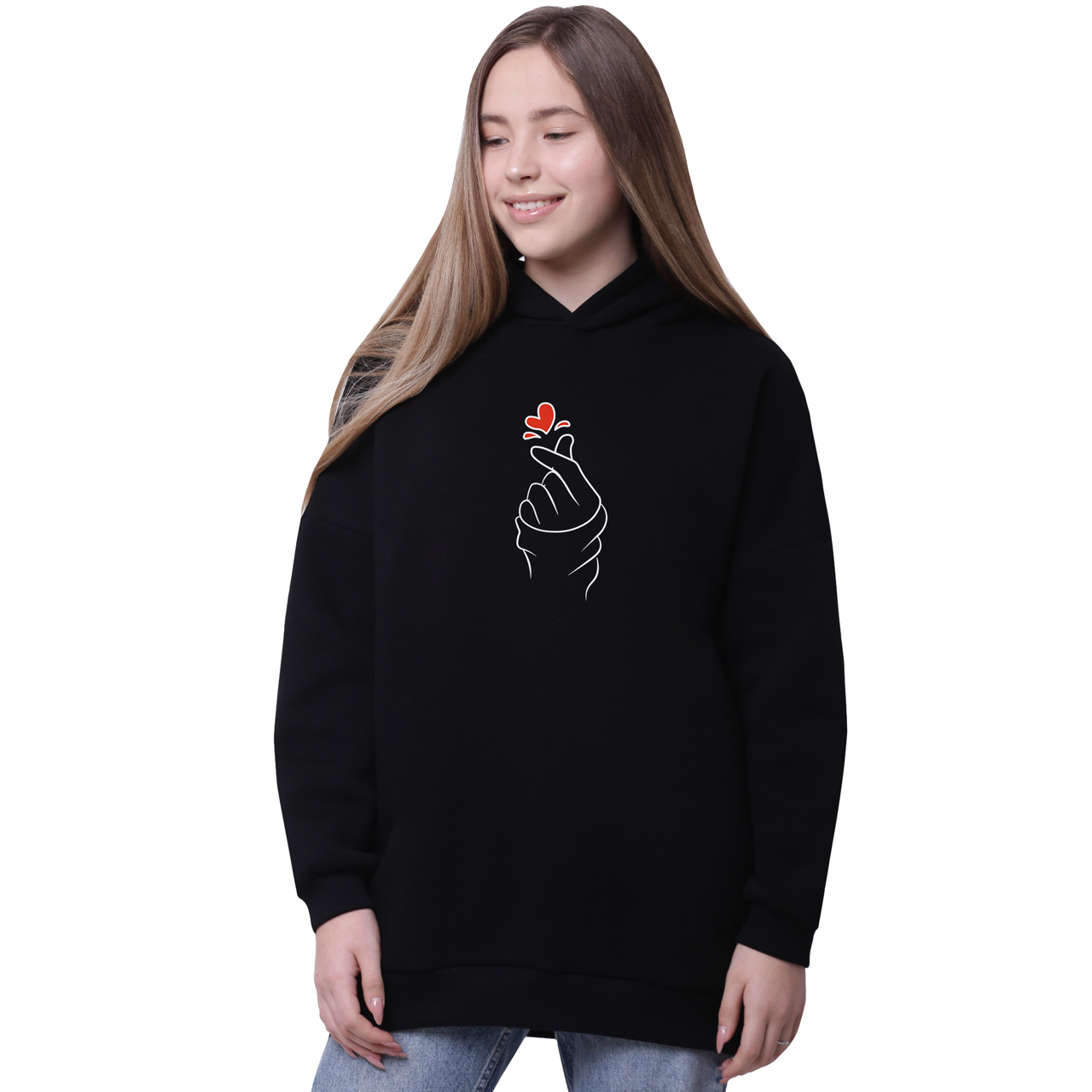 

Худи для девочек удлиненный БТС (BTS) Черный (35962-1165-3) 146 см