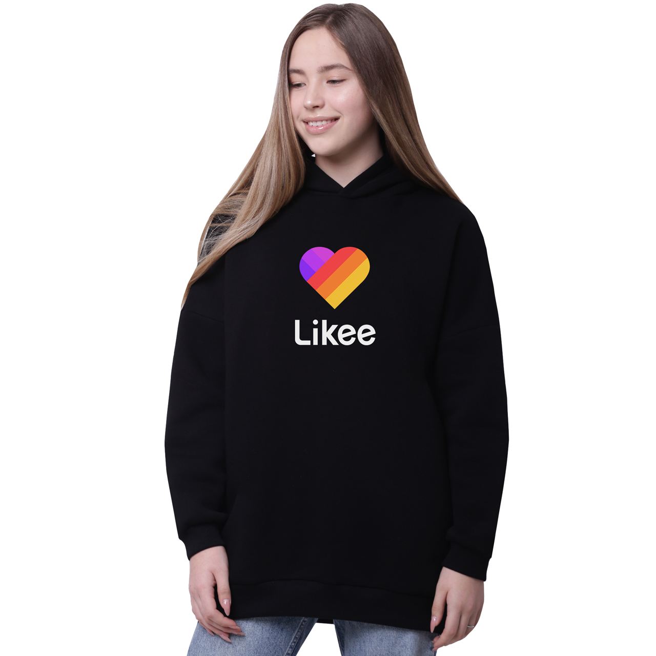 

Худи для девочек удлиненный Лайк (Likee) Черный (35962-1041-2) 140 см