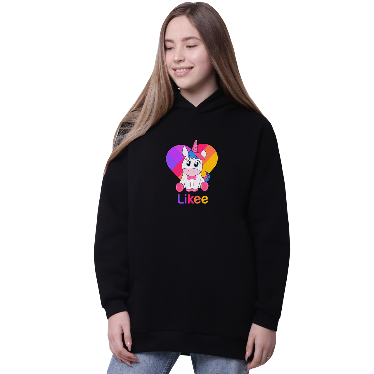 

Худи для девочек удлиненный Лайки Единорог (Unicorn Likee) Черный (35962-1594-1) 134 см
