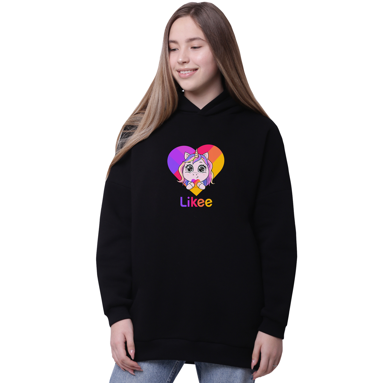 

Худи для девочек удлиненный Лайки Единорог (Unicorn Likee) Черный (35962-1593-6) 164 см