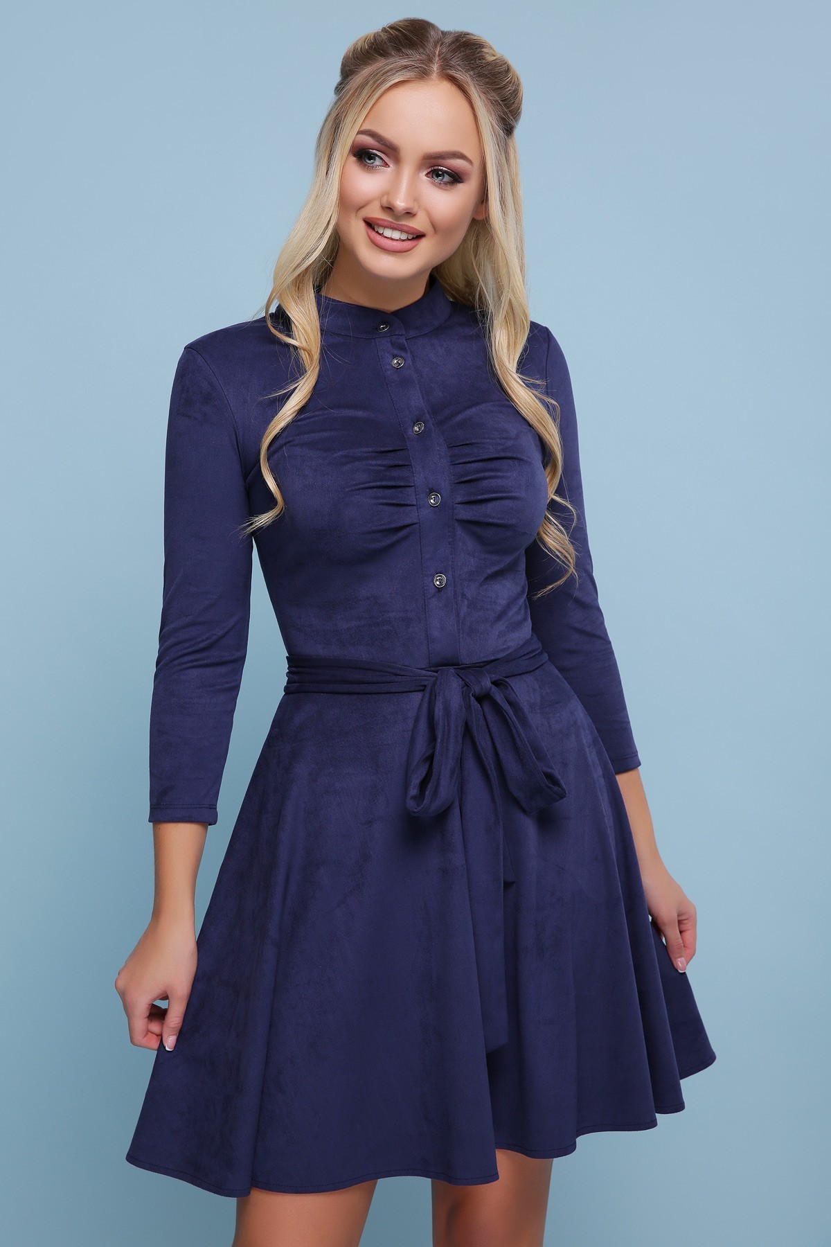 

Платье А11 Glem эко замш синий, Платье А11 Glem эко замш синий S