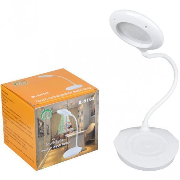 

Настольная лампа JL-816A аккумуляторная светодиодная 16 светодиодов + 3 уровня яркости Белая