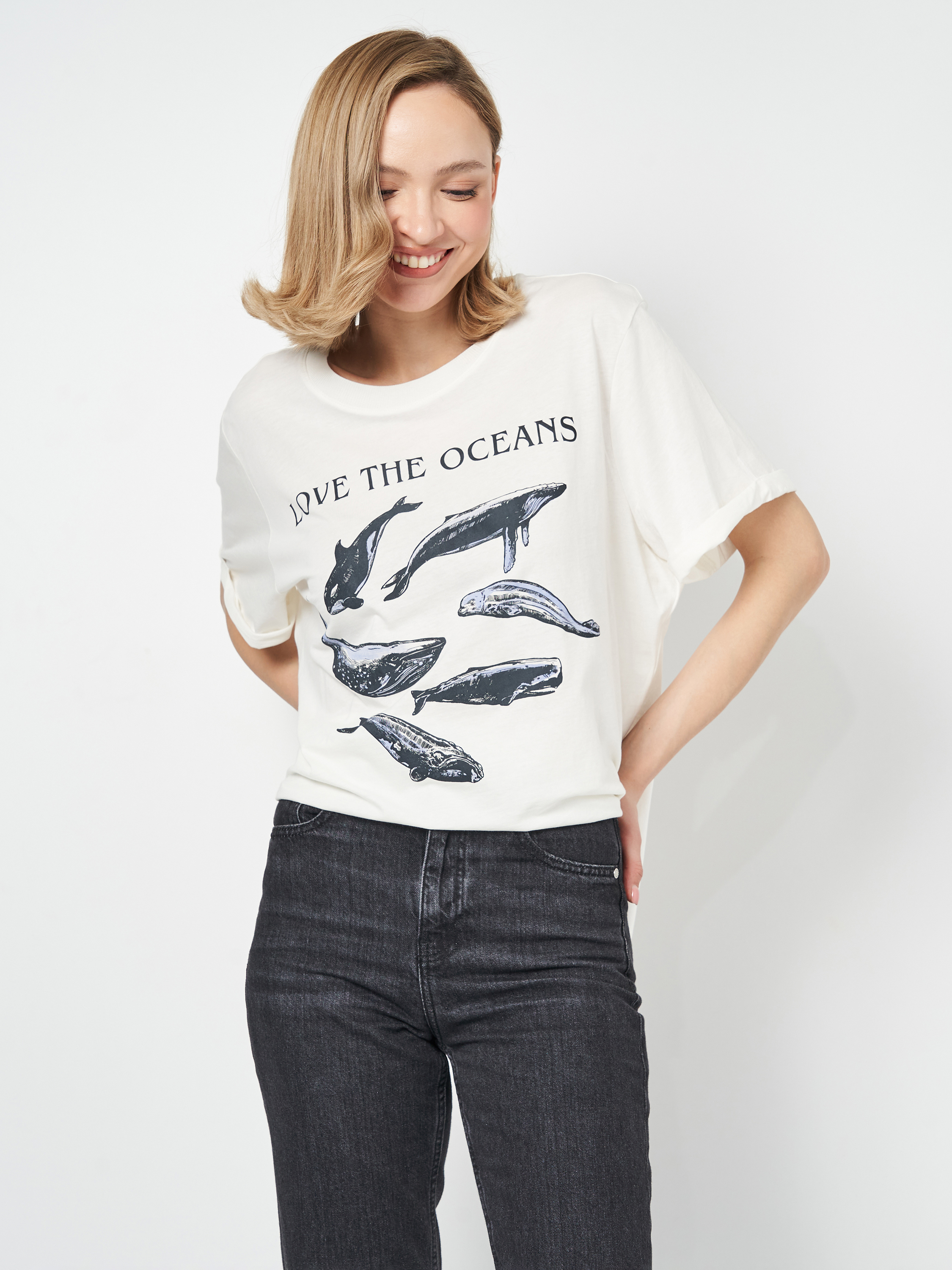 

Футболка H&M XL белый принт 1311753210