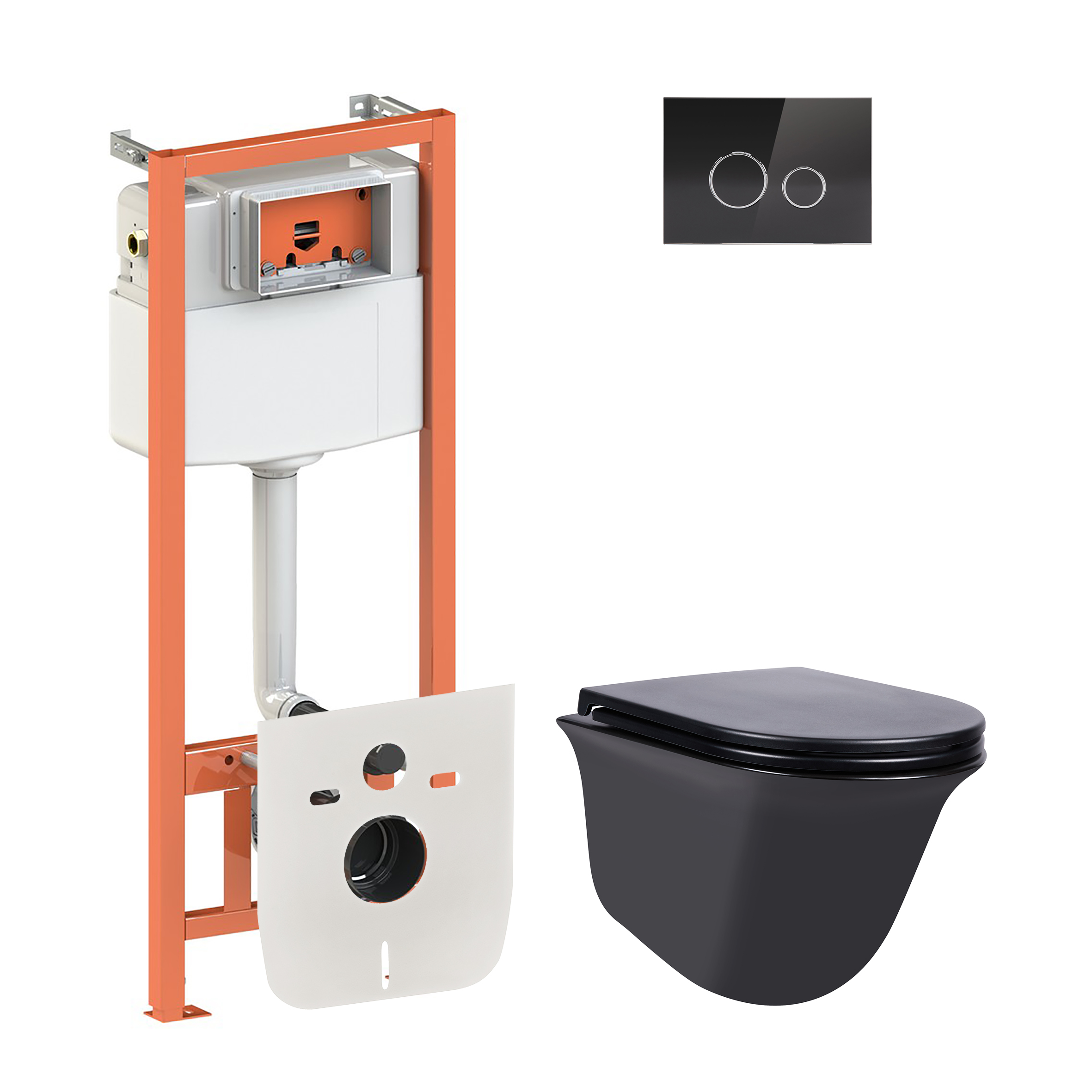 

Инсталляция Qtap + панель смыва Nest (QT0133M425 + QT0111V1107GB) + унитаз Virgo QT1833051ERMB