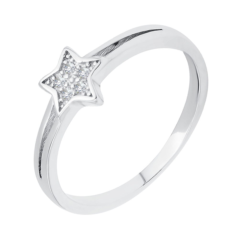 

Серебряное кольцо со звездой и фианитами 000116485 17.5 размера