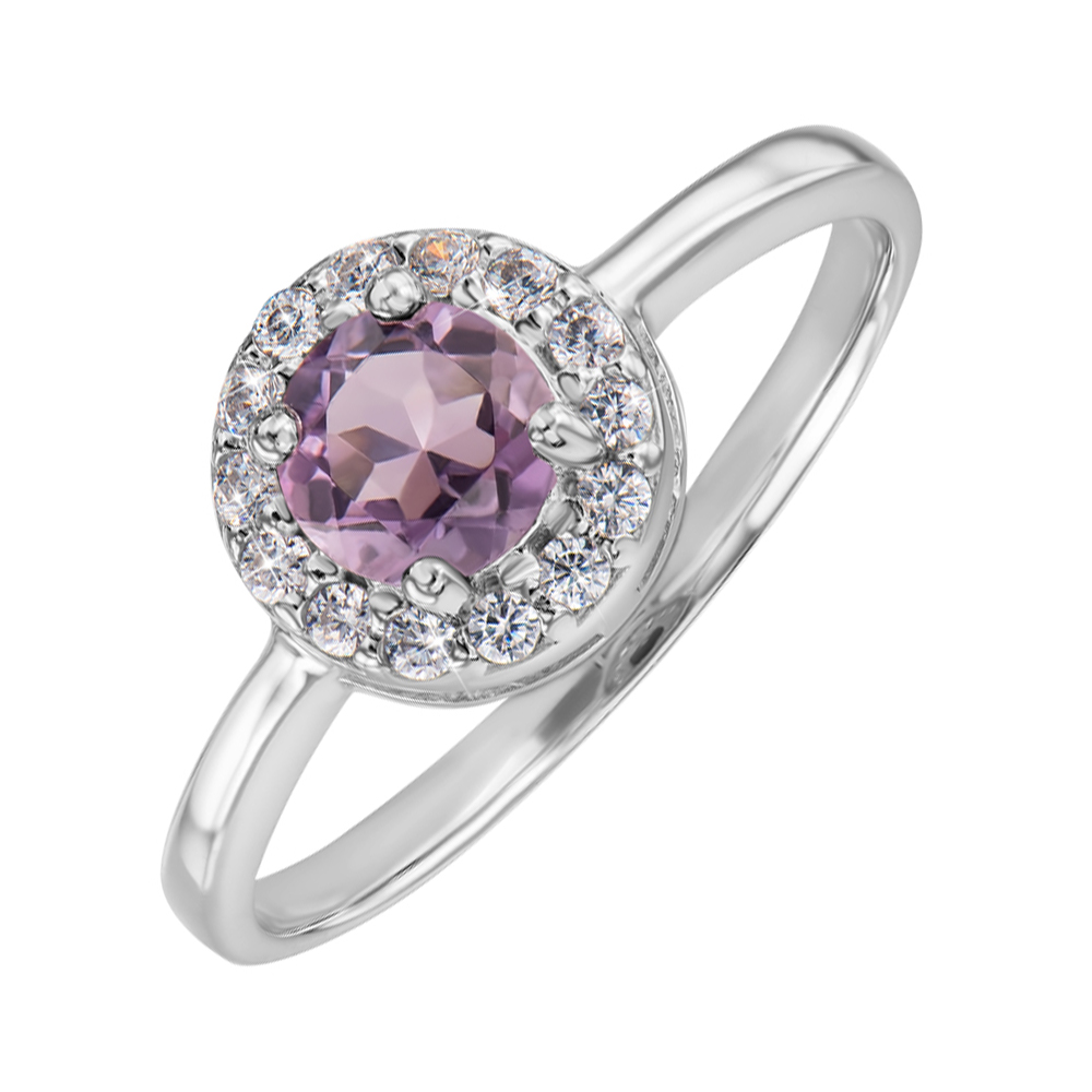 

Серебряное кольцо с аметистом и фианитами 000147181 17.5 размера