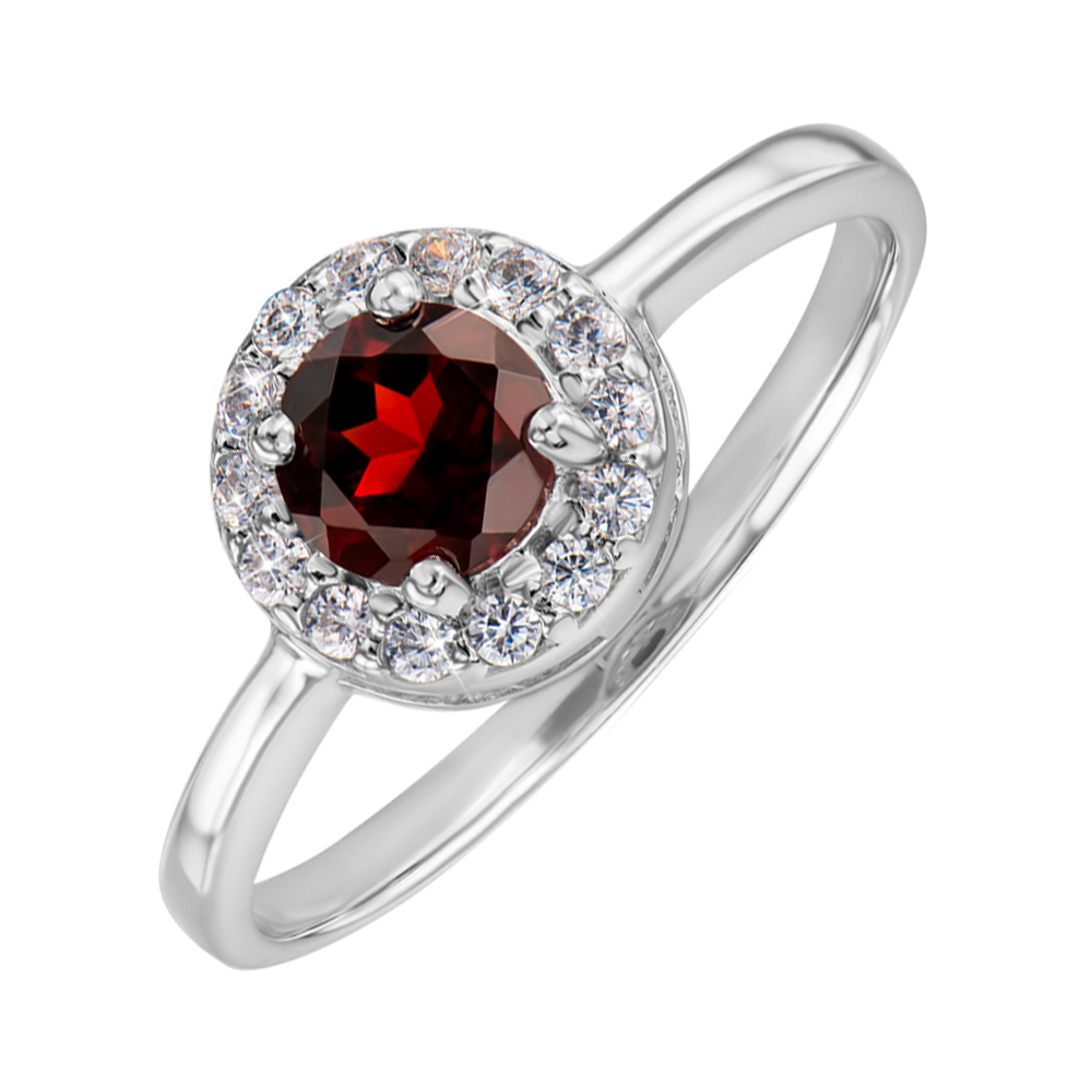 

Серебряное кольцо с гранатом и фианитами 000147182 15.5 размера