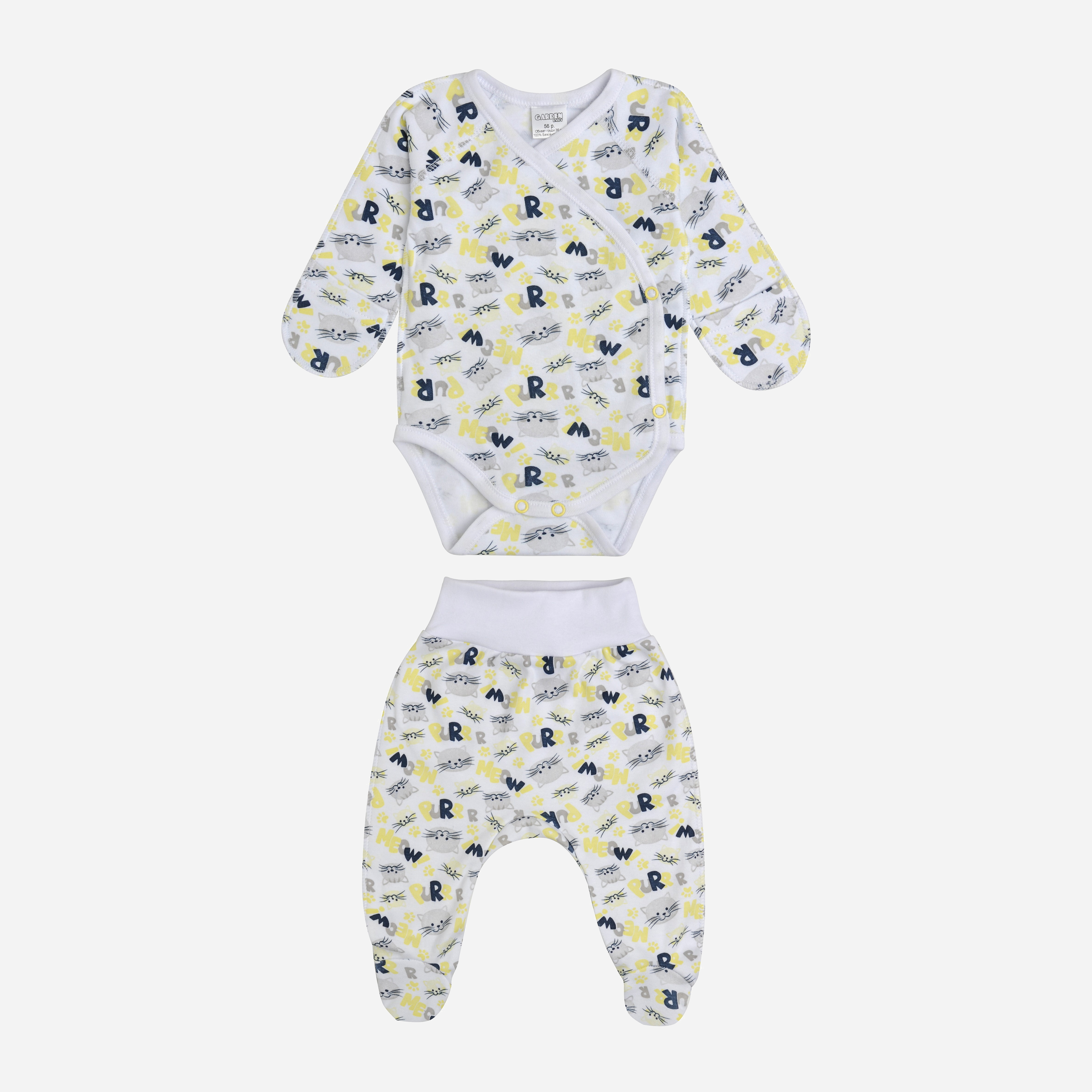 

Комплект (боди + ползунки) Garden Baby Кошенятко 40262-02 56 см Котики на белом