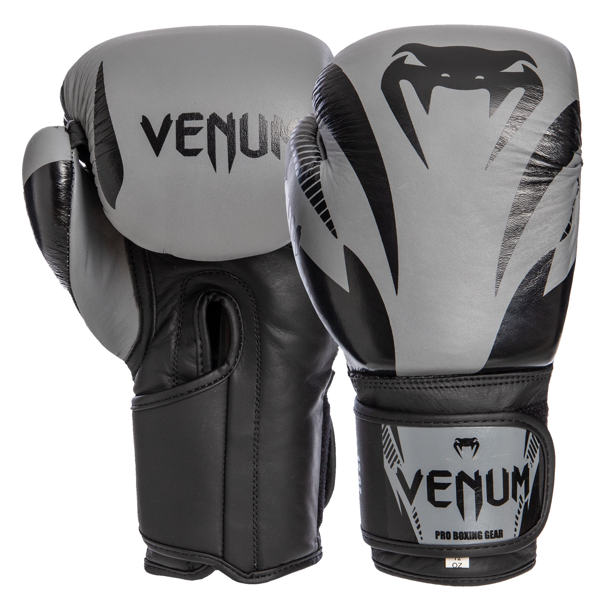 

Перчатки боксерские кожаные на липучке VENUM IMPACT CLASSIC VL-8163 (р-р 10oz, черный-серый)