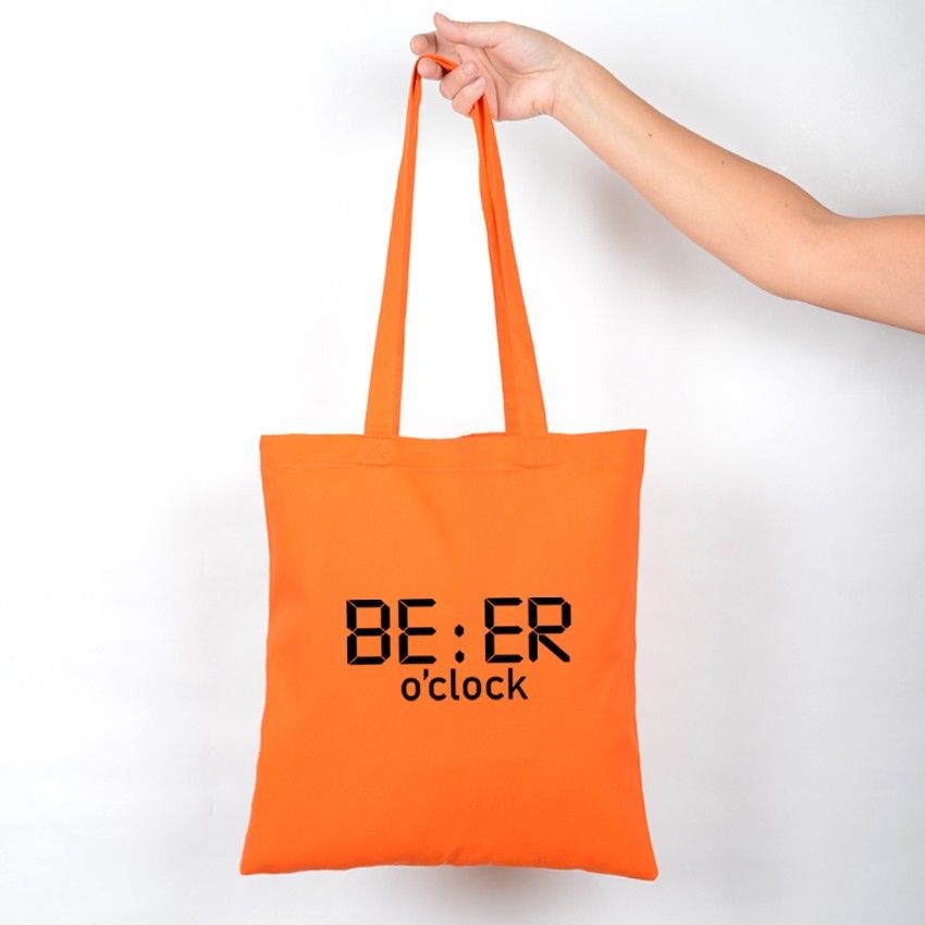 

Эко сумка шоппер оранжевая с принтом “Beer o’clock”