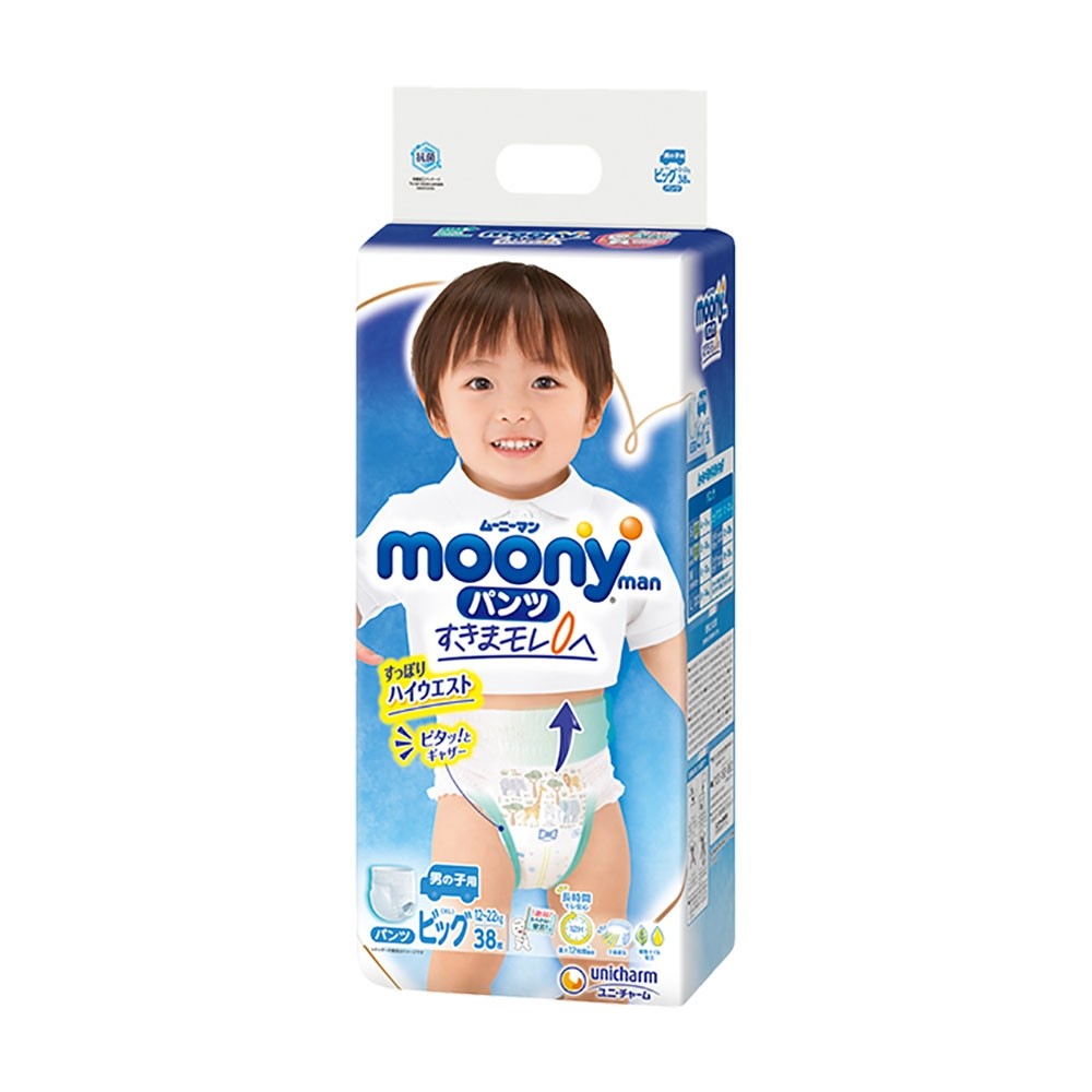 

Подгузники-трусики д/м ХL 38шт Moony (4903111207671) (20767)