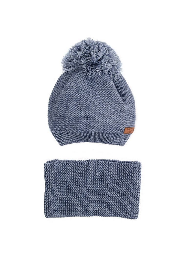 

Демисизонный комплект шапка хомут Mari-Knit 0805-01 р54 52см синий 45966