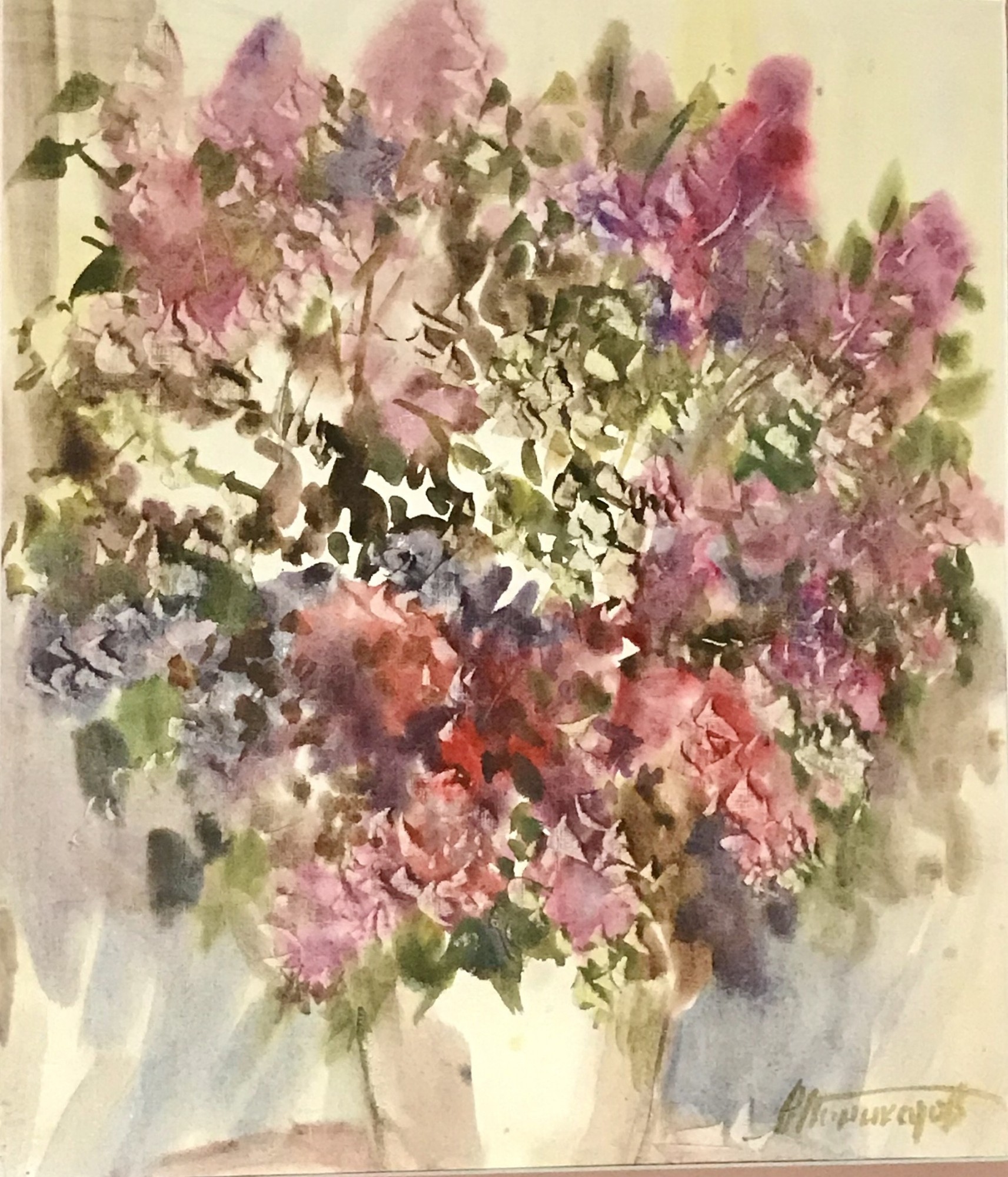 

Картина В.А Поникаров. Сирень. Акварель. 2000 г, 37х33 см