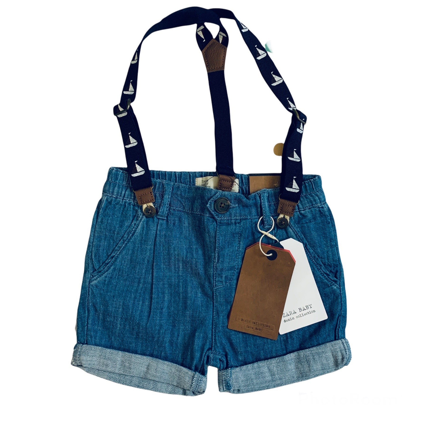 

Шорты Zara 9/12 мес 80 см Синие с подтяжками