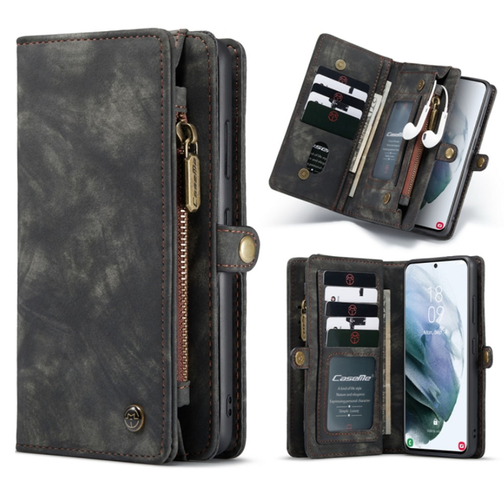 

Чехол-кошелек CaseMe Retro Leather для Samsung Galaxy S21 Ultra , Black