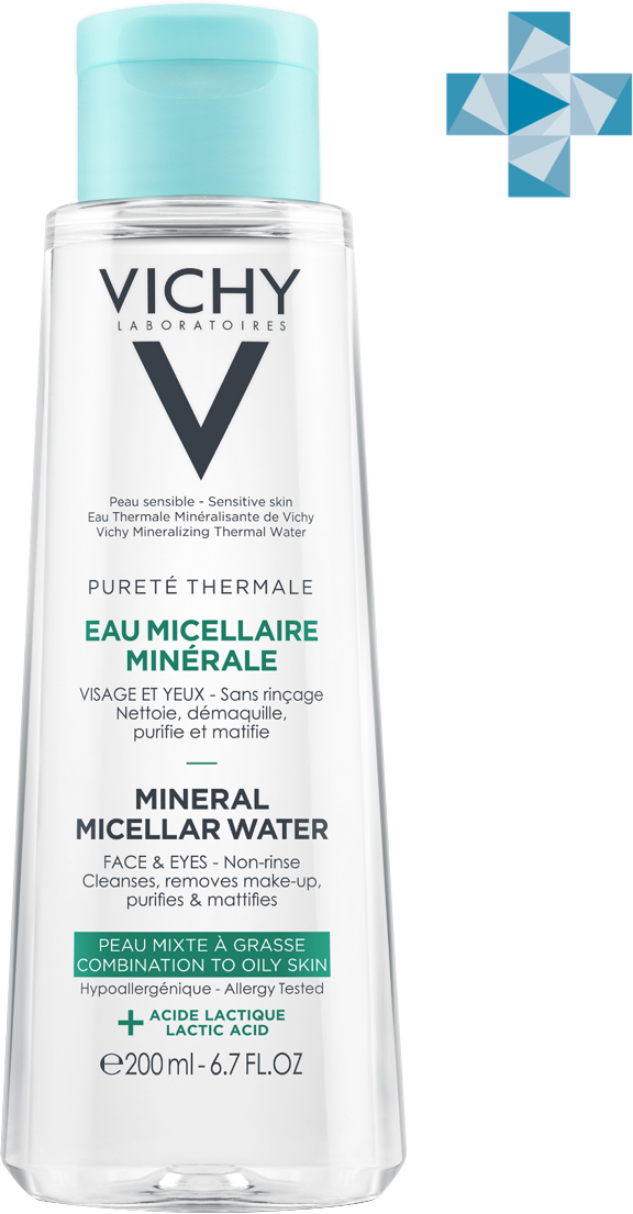 Акция на Мицеллярная вода Vichy Purete Thermale для жирной и комбинированной кожи лица и глаз 200 мл (3337875674454) от Rozetka UA