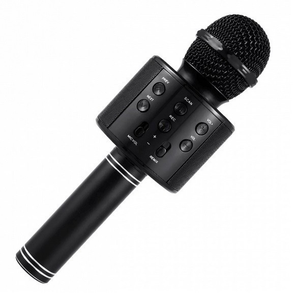 

Беспроводной караоке микрофон WS-858 Bluetooth с USB и динамиком (Черный)