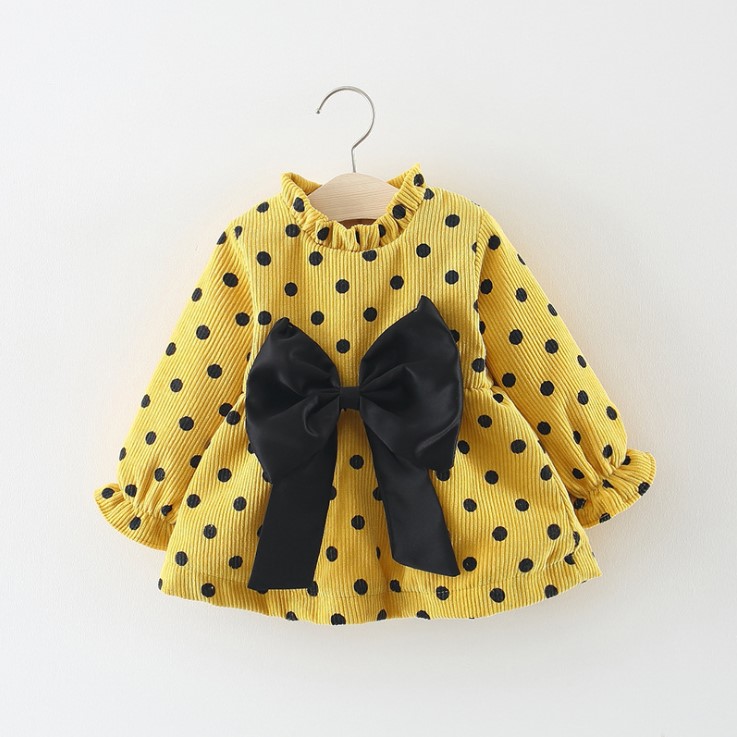 

Платье в горошек с бантиком для девочек 100см Желтый (5231)