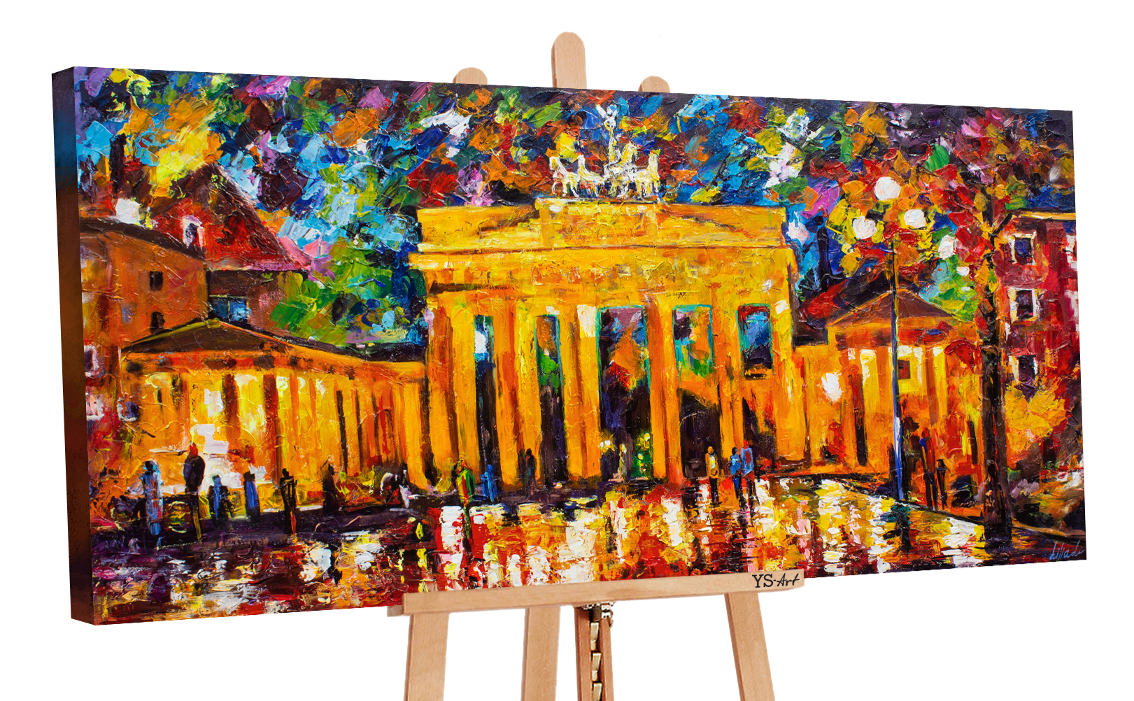 

Картина ручной работы разноцветная с оранжевым акцентом, акриловыми красками на холсте, «Бранденбургские ворота», 120×60 см