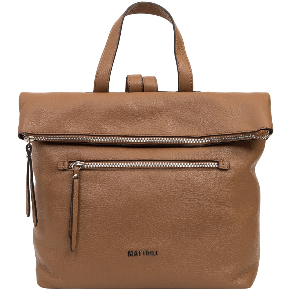 

Женский рюкзак Mattioli 085-20C из натуральной мягкой кожи карамельного цвета