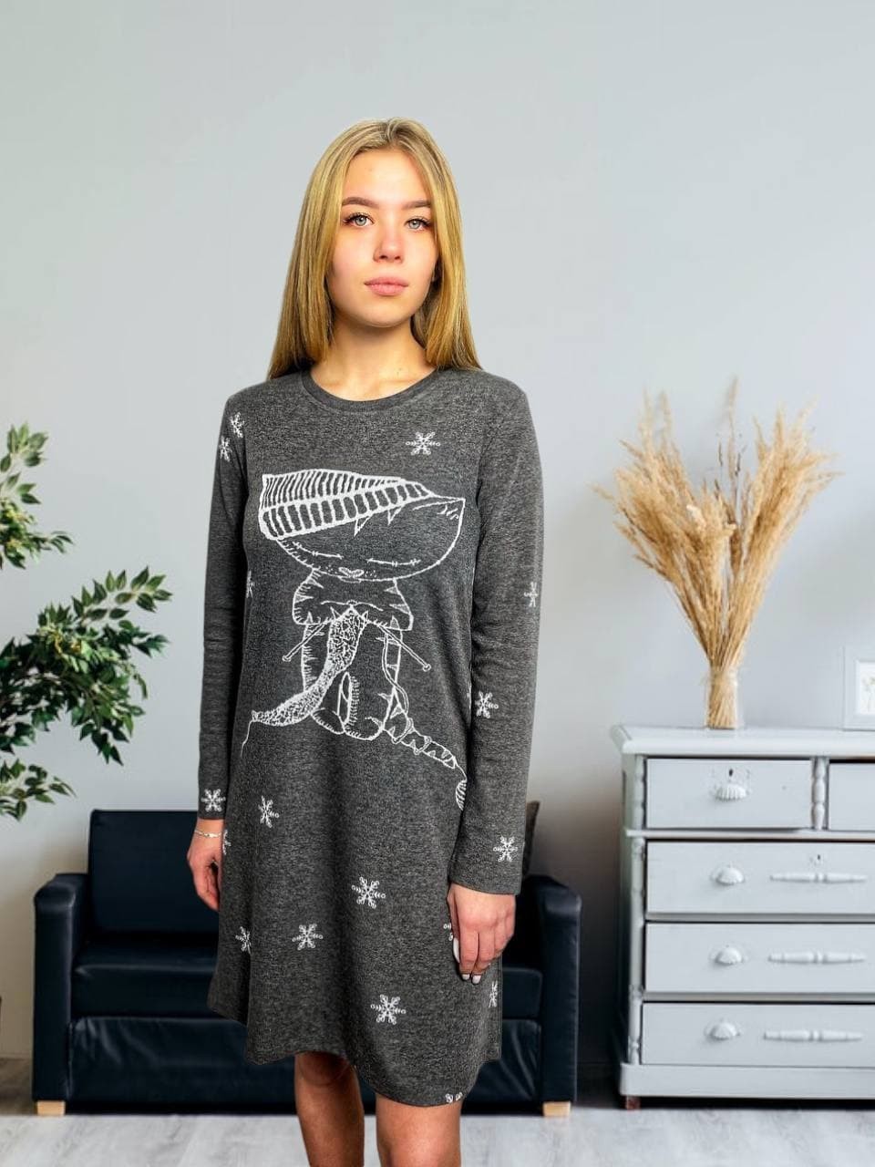 

Ночная тёплая рубашка Feyza , темно-серый, Ночная тёплая рубашка Feyza XL, темно-серый