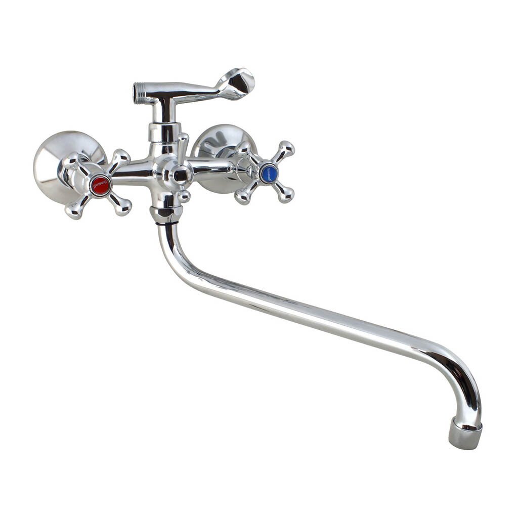 

Cмеситель в ванную двухвентильный с длинным изливом O&L хром ARMATA 143 ECO силумин AR0005