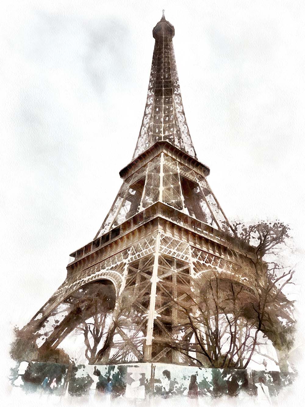 

Фотообои ArtSide Акварельная Эйфелева башня (541700479) Изморозь
