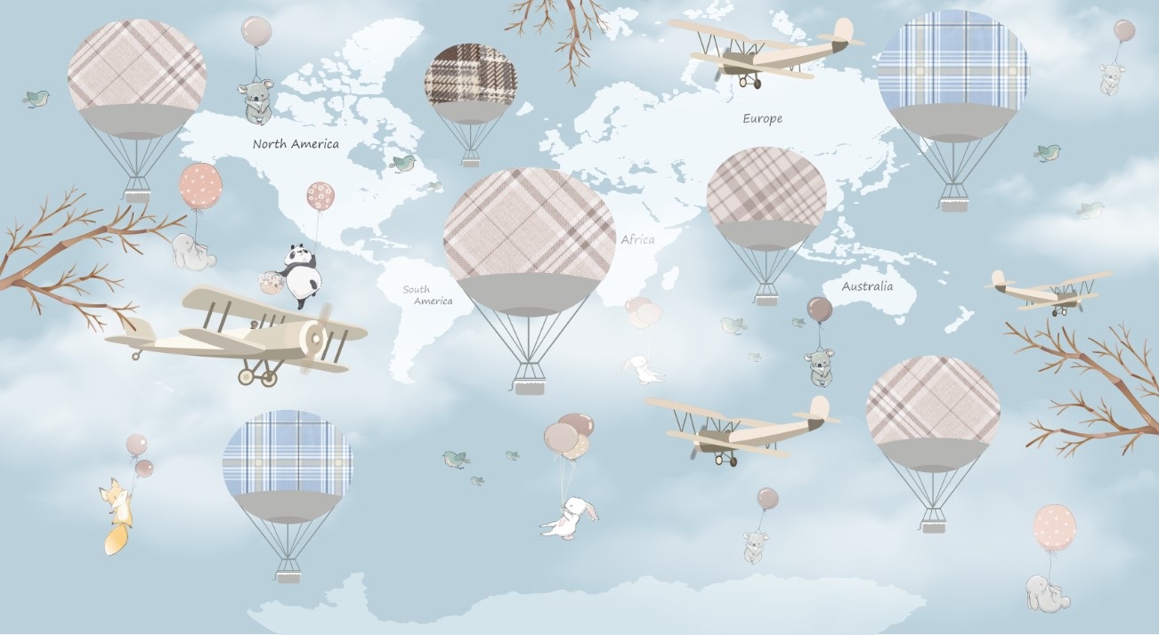 

Фотообои ArtSide Карта с воздушными шарами (5270220211) Песок