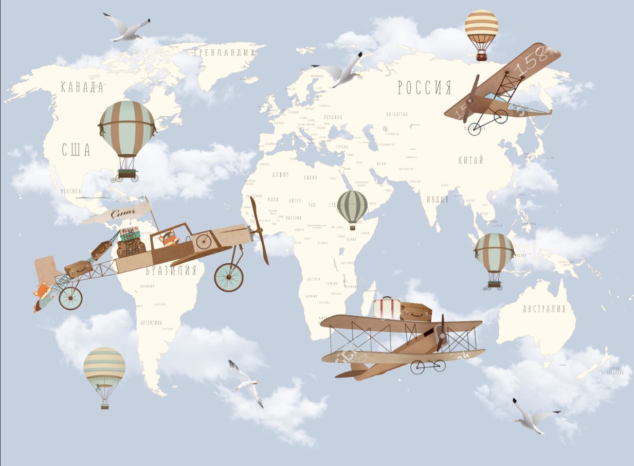 

Фотообои ArtSide Карта с самолетами (91120201) Деко