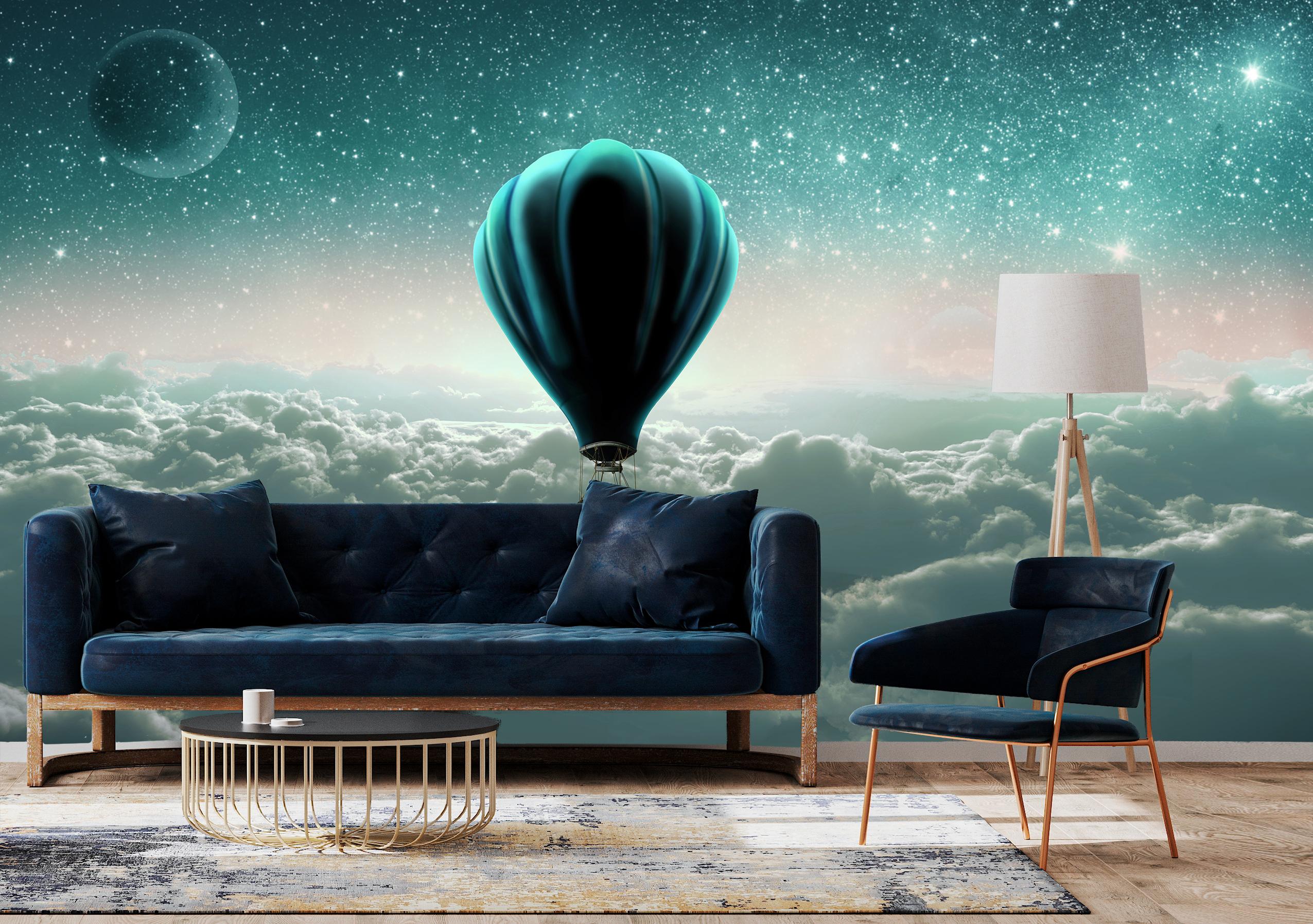 

Виниловые Фотообои Walldeco Воздушный шар на ночном небе 200x130 Фреска