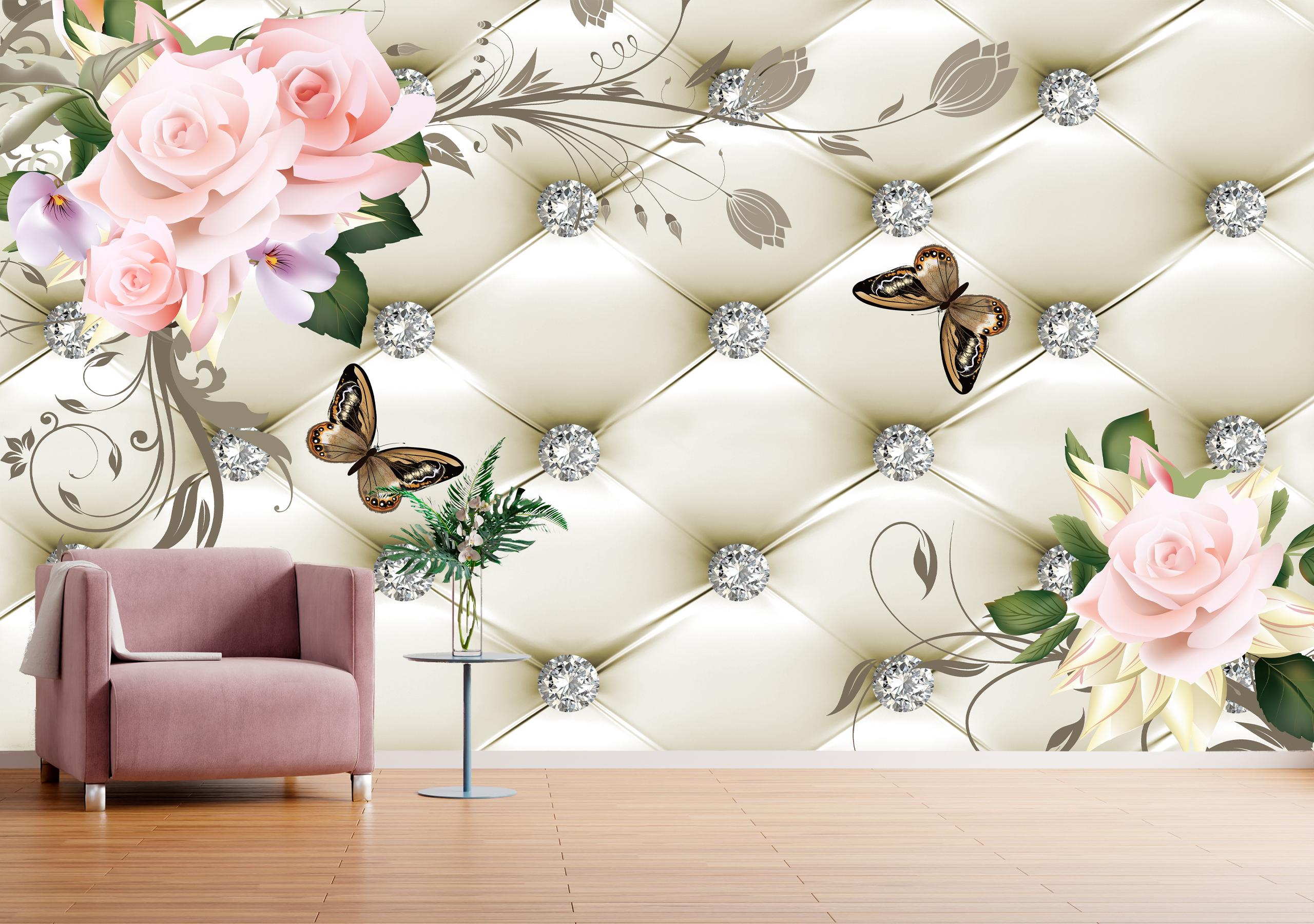 

Виниловые Фотообои Walldeco Цветы и бабочки 200x130 Волокно