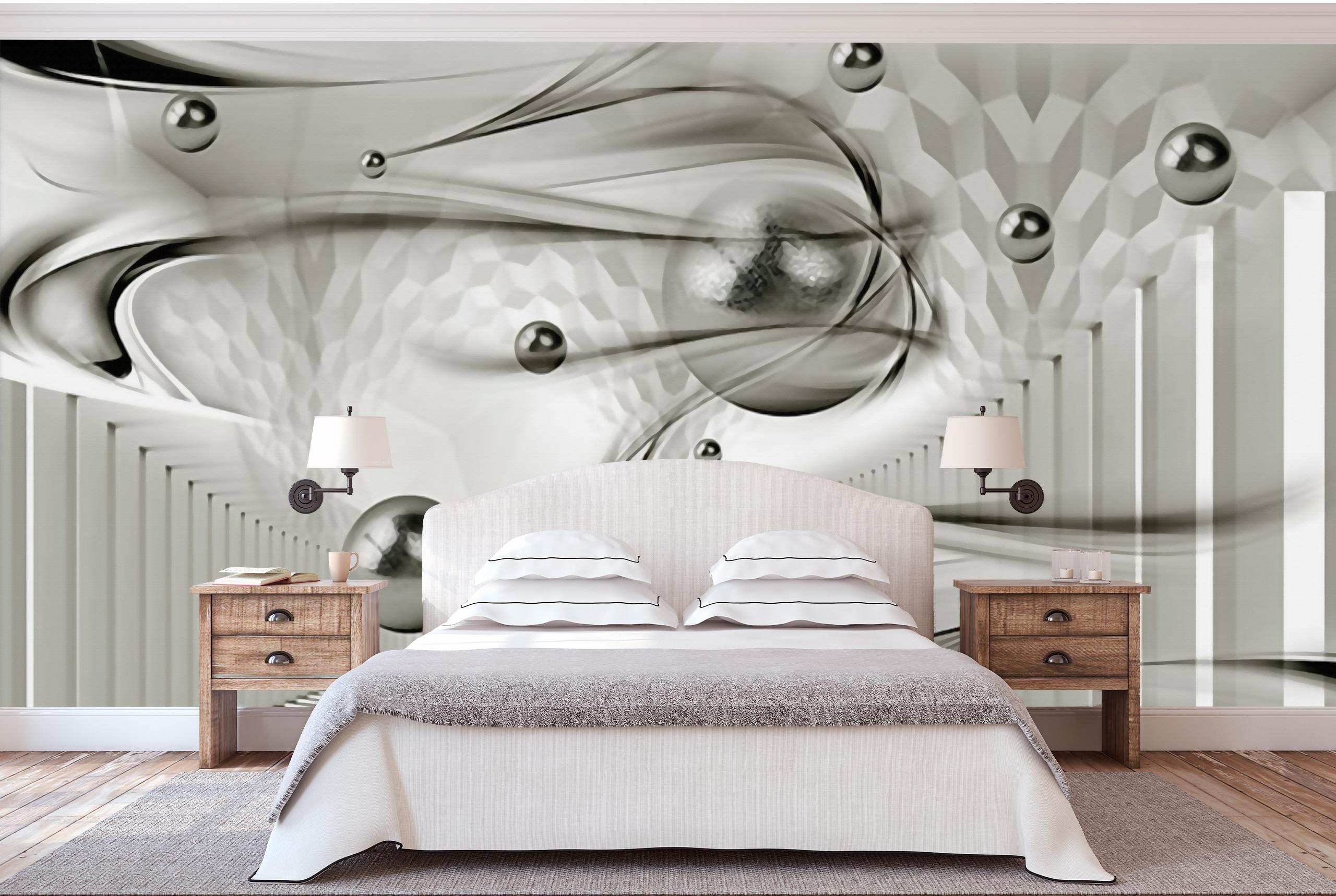 

Бумажные Фотообои Walldeco Коридор и металлические шары 300x200 Гладь