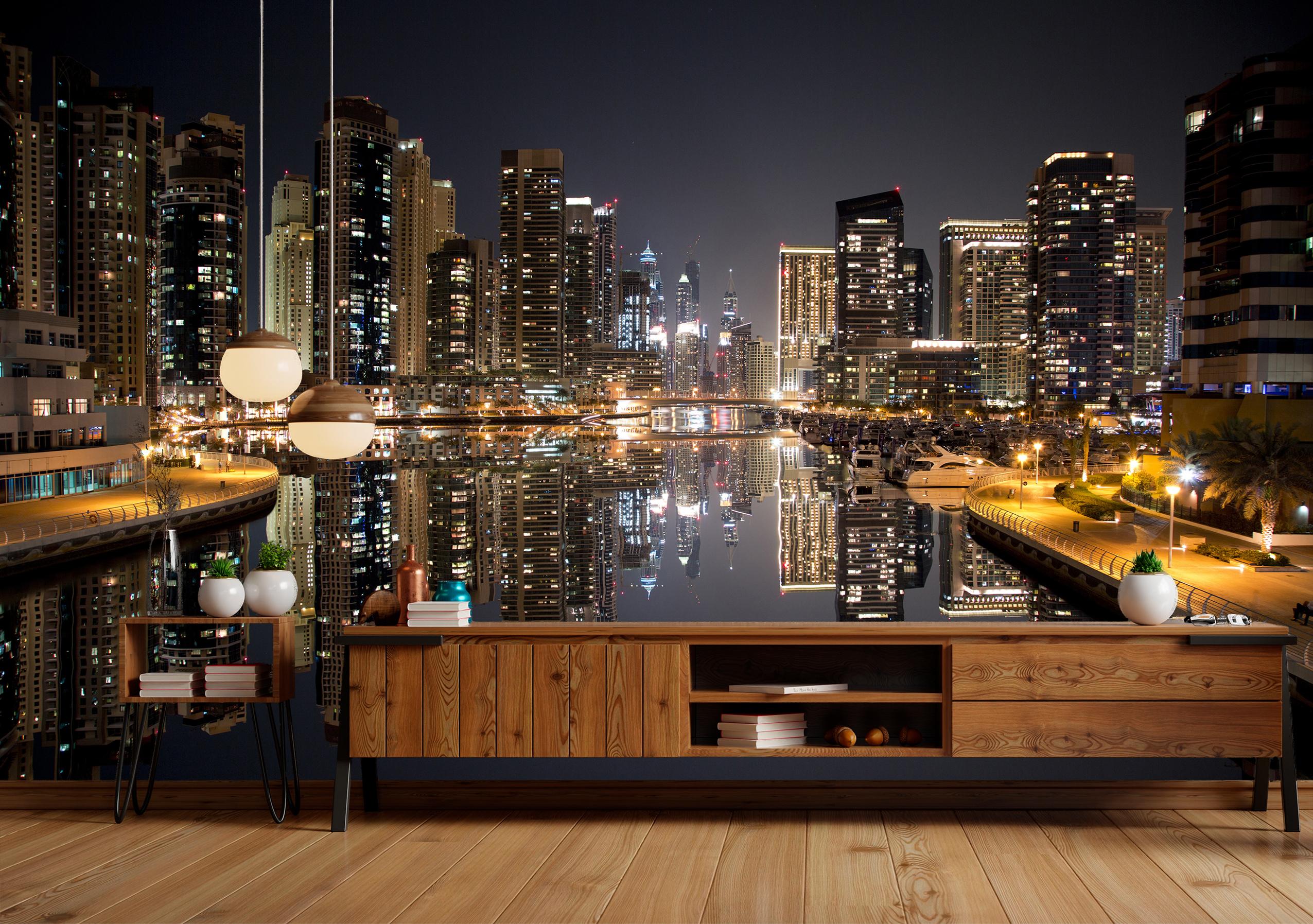 

Виниловые Фотообои Walldeco Ночной город 475x300 Базальт