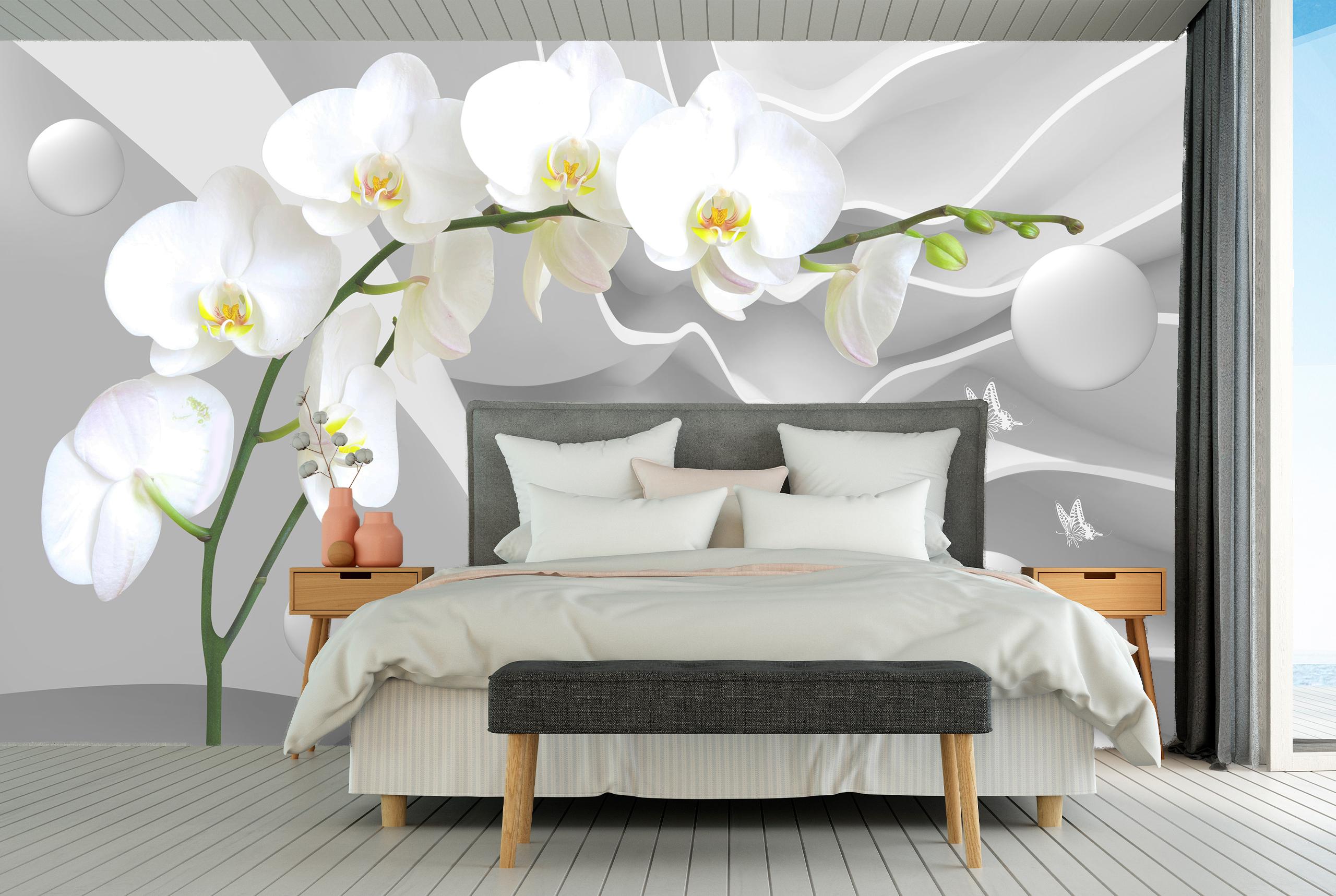 

Виниловые Фотообои Walldeco Белая орхидея 400x260 Базальт