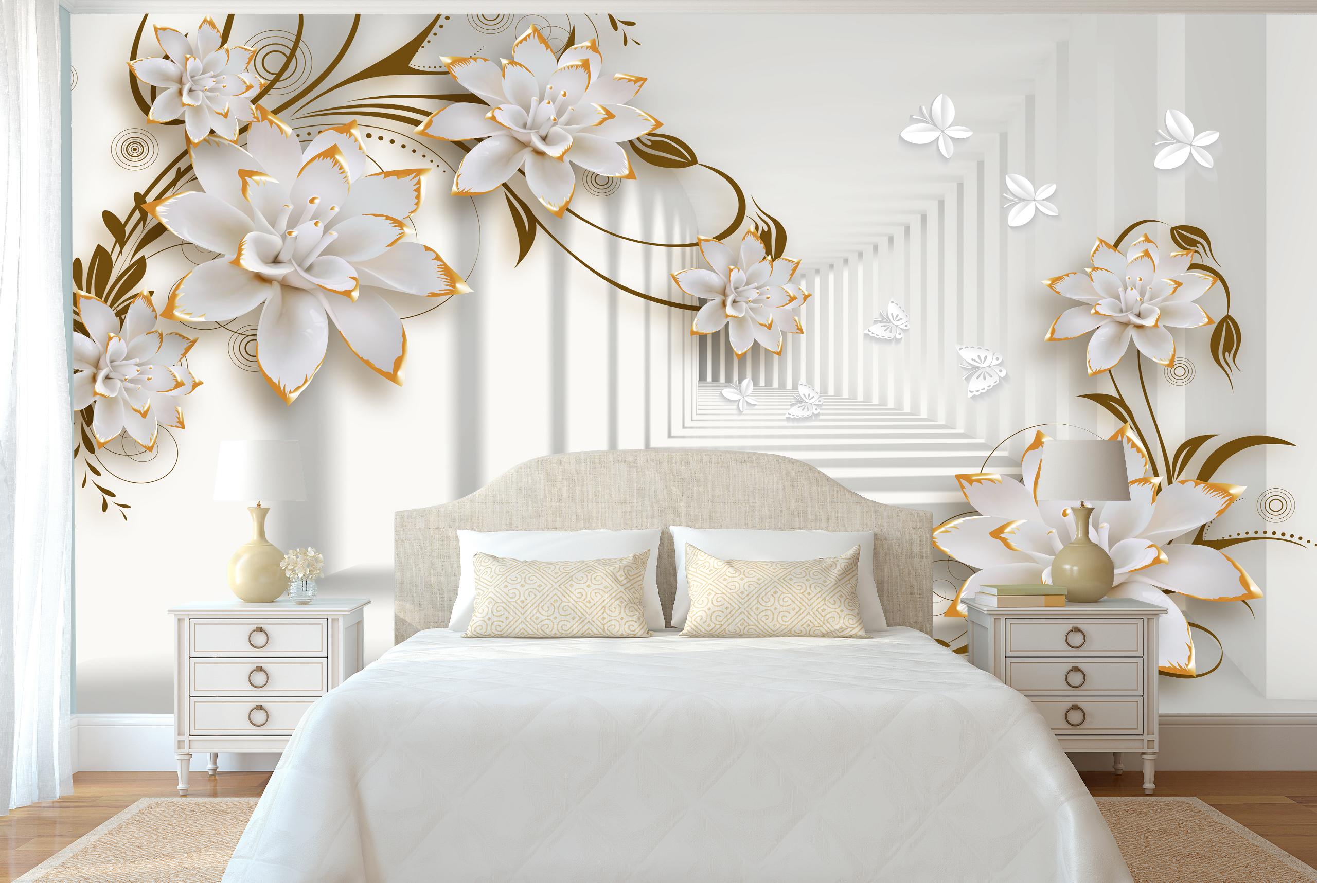 

Виниловые Фотообои Walldeco 3Д коридор и цветы 380x250 Диамант