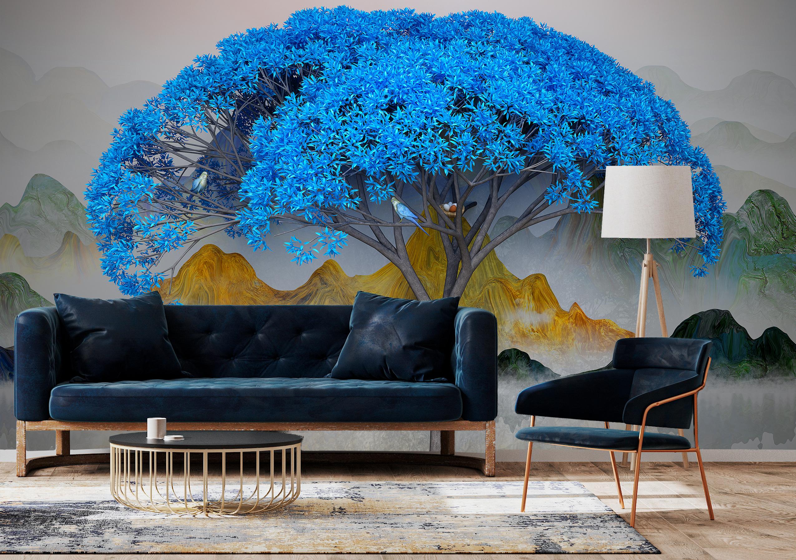 

Виниловые Фотообои Walldeco Синее дерево 380x250 Базальт