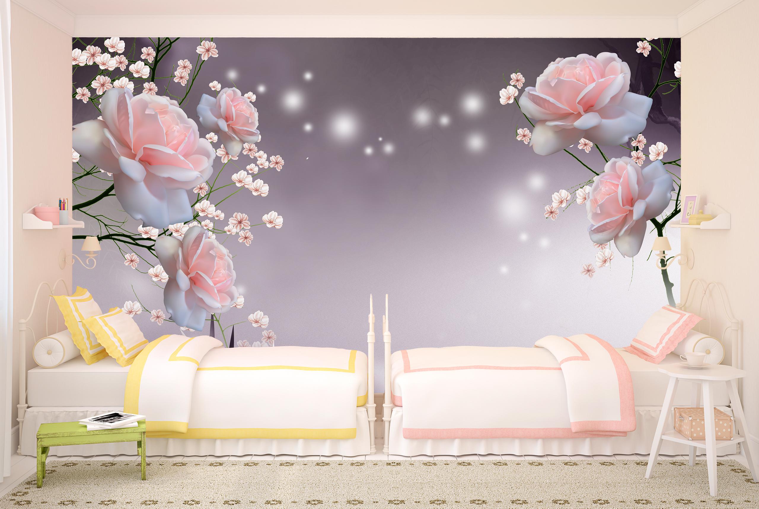 

Фотообои на самоклеющейся основе Walldeco Розы и бабочки 400x260 Лоск