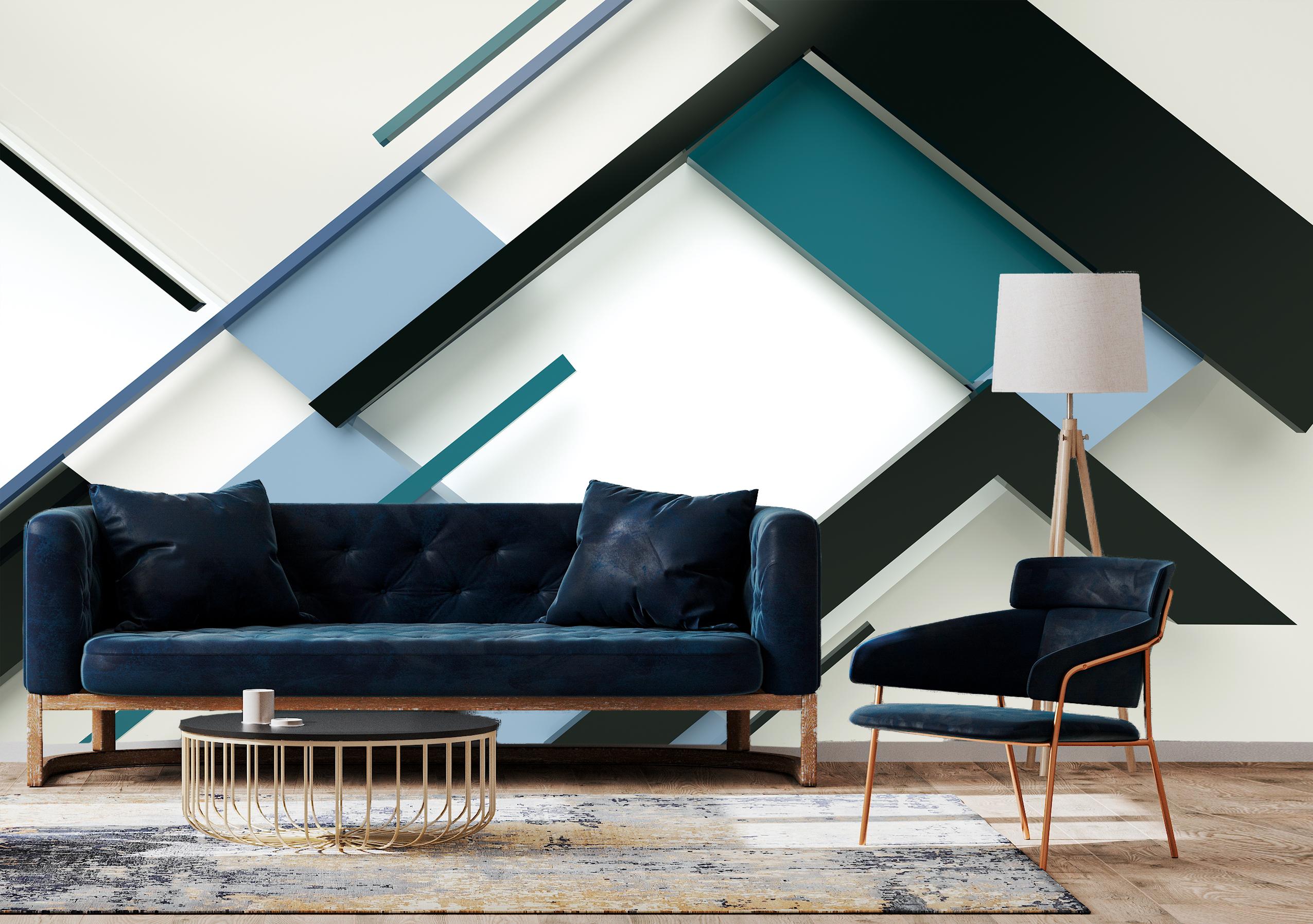

Флизелиновые Фотообои Walldeco Синие полосы 380x250 Бриз