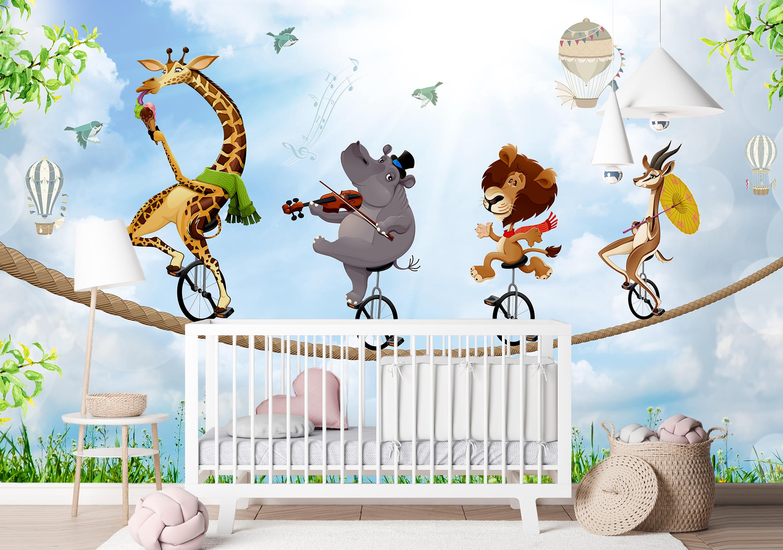 

Виниловые Фотообои Walldeco Животные на велосипедах 300x200 Жаккард
