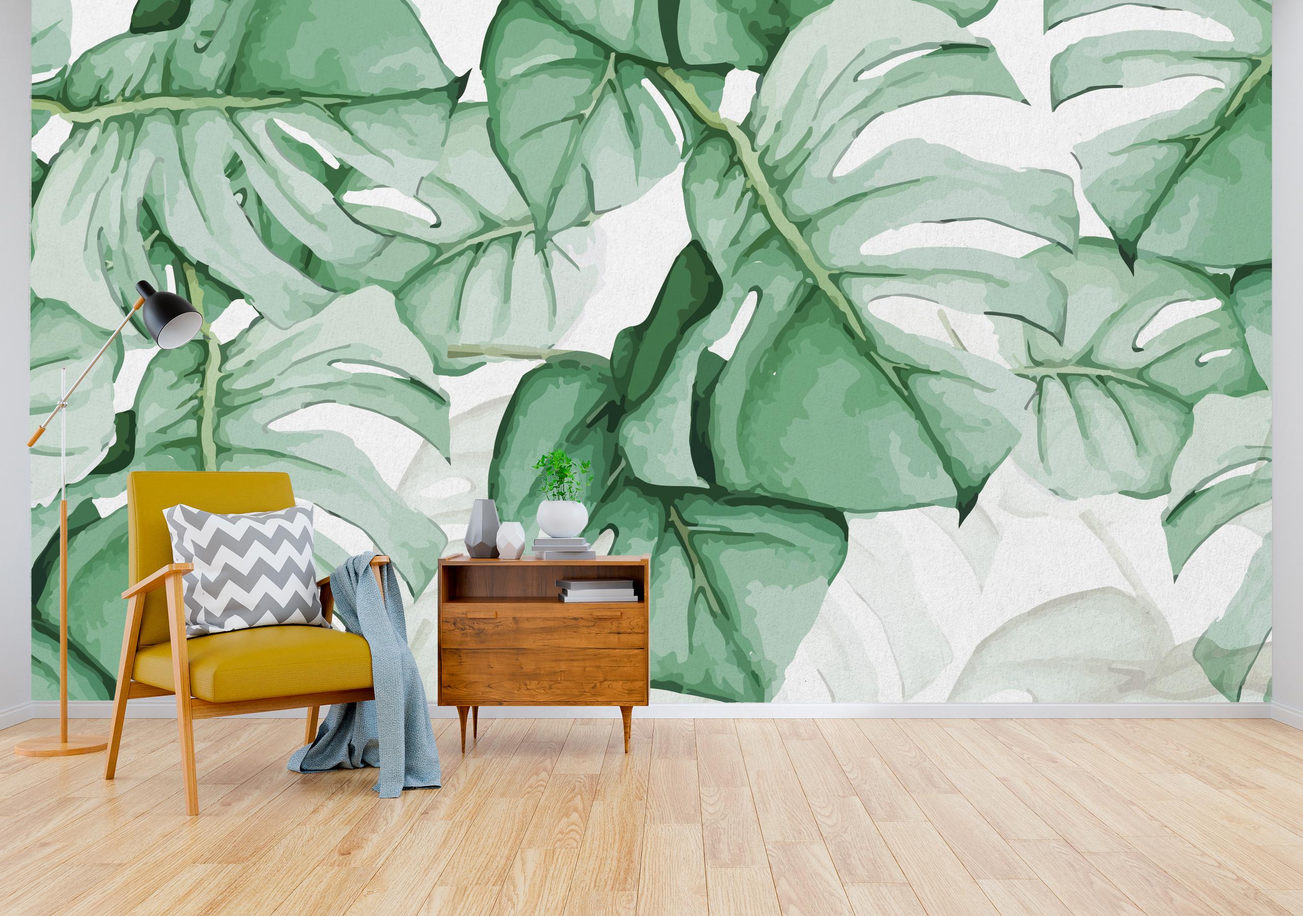 

Виниловые Фотообои Walldeco Зеленые листья 475x300 Диамант