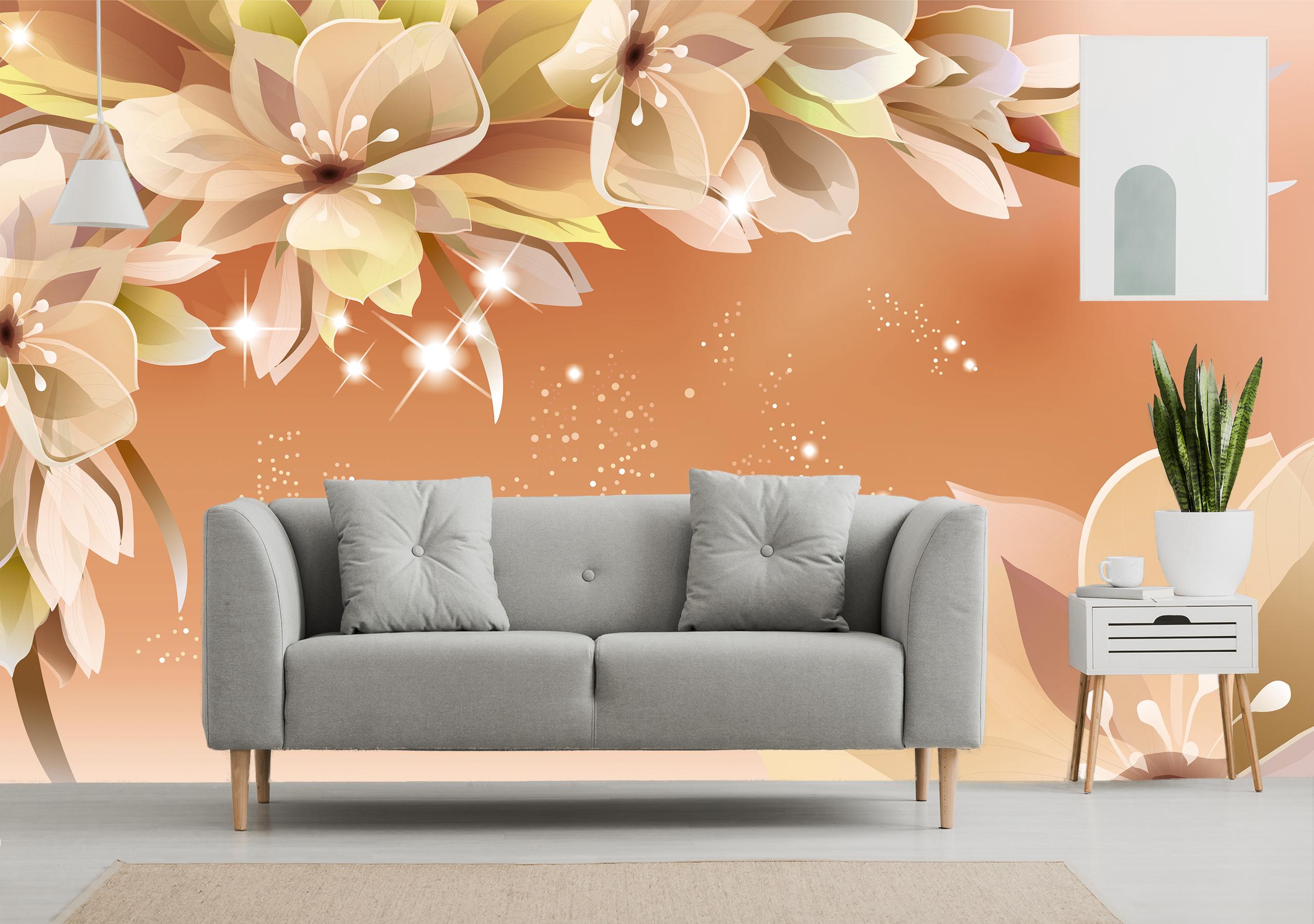 

Виниловые Фотообои Walldeco Нарисованные цветы 380x250 Базальт