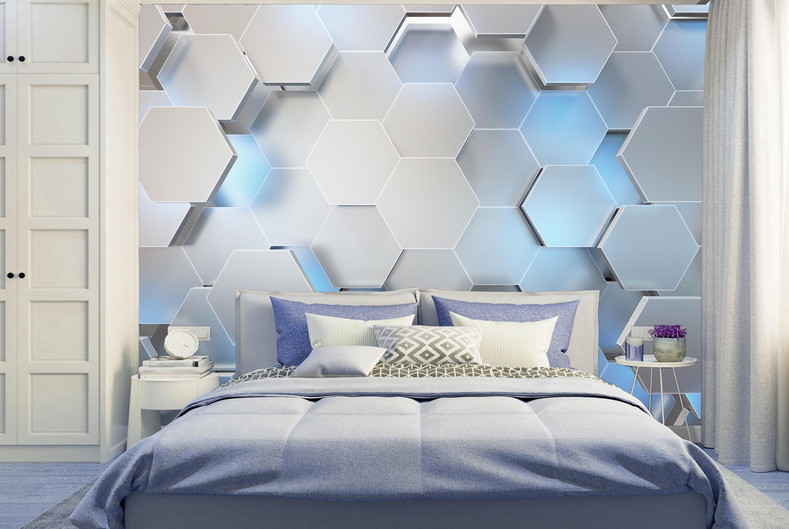 

Виниловые Фотообои Walldeco 3D шестиугольники 285x190 Диамант