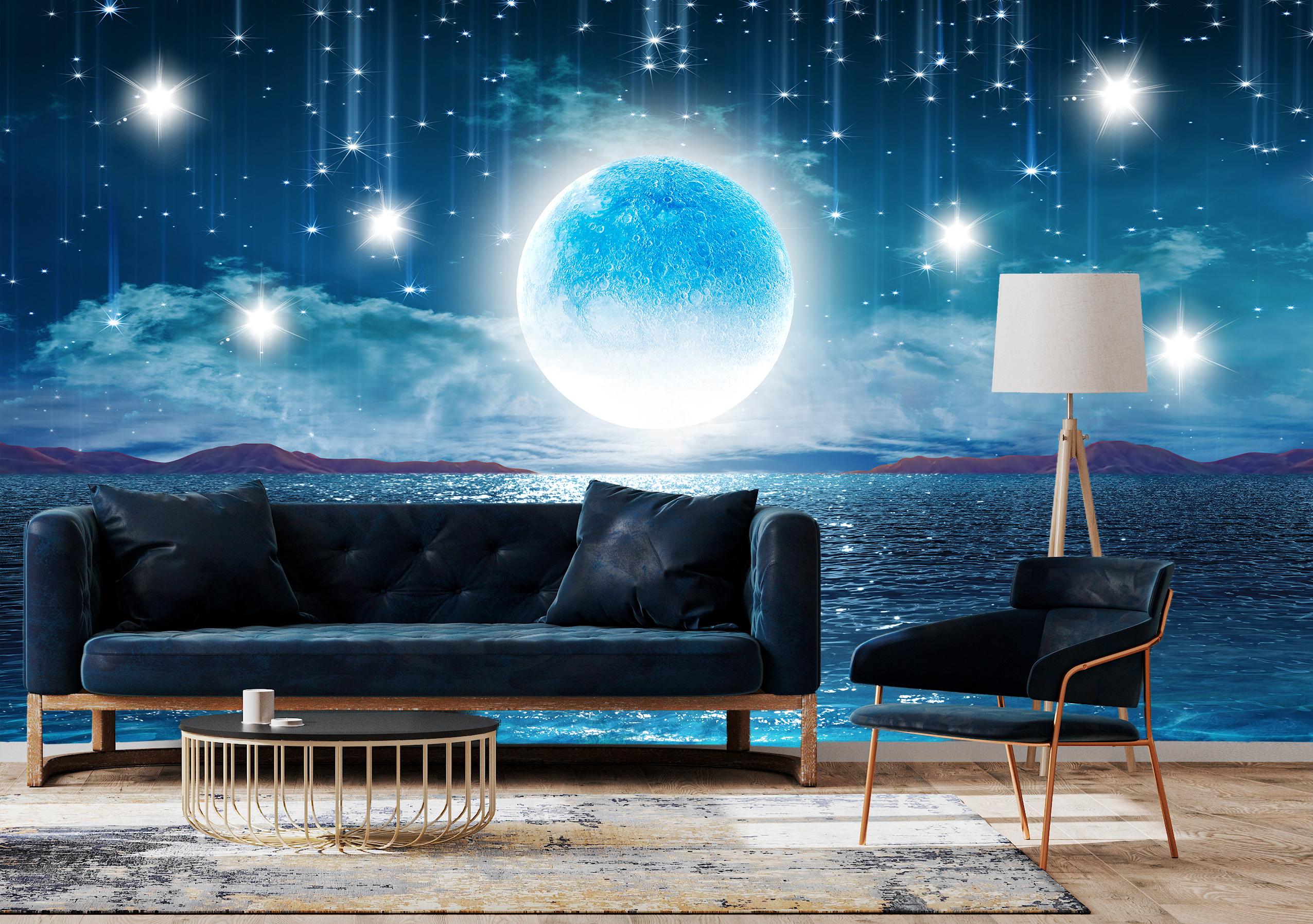 

Бумажные Фотообои Walldeco Луна, звёзды и море 285x190 Гладь