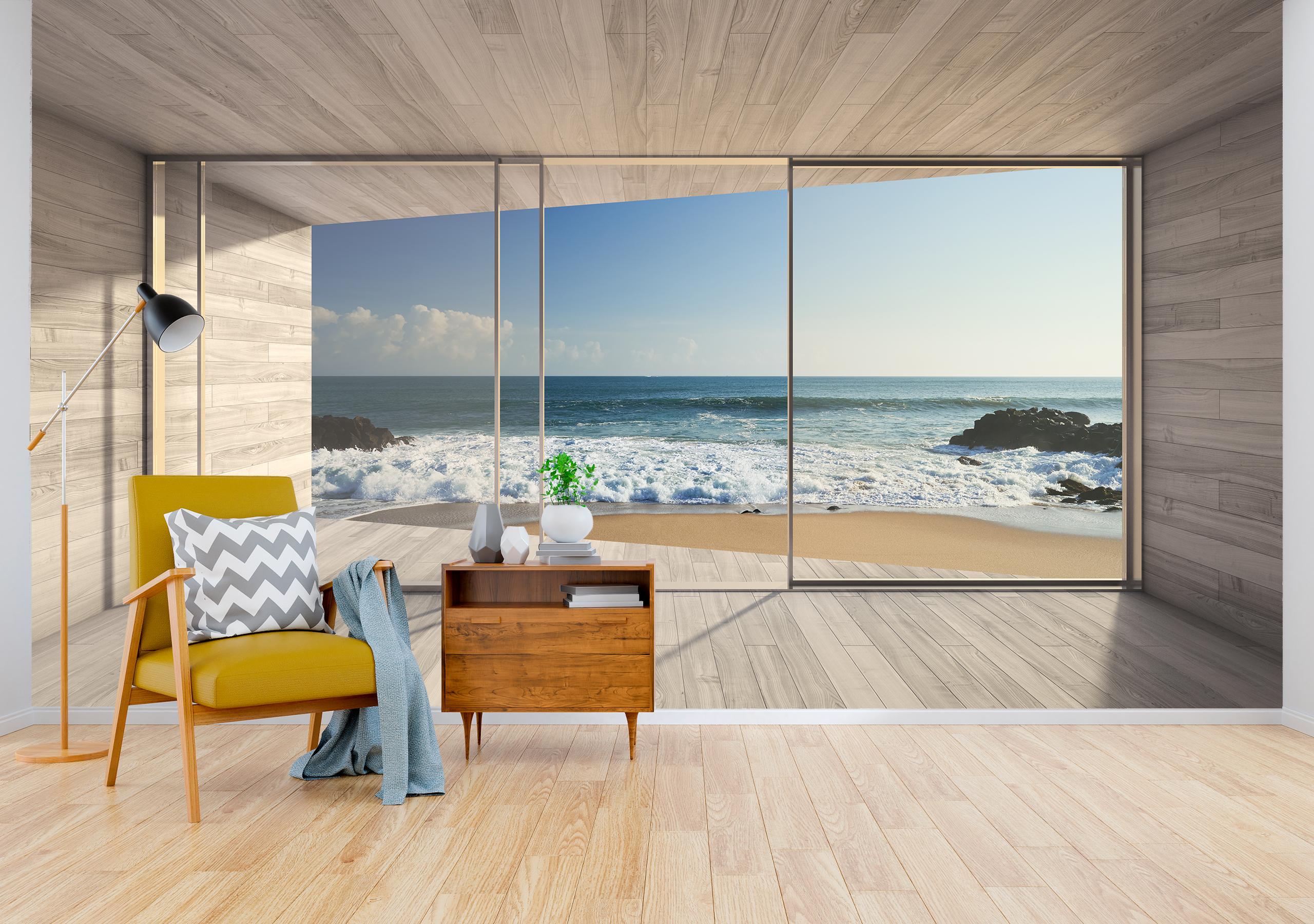 

Виниловые Фотообои Walldeco 3Д панорама на море и пляж 285x190 Волокно